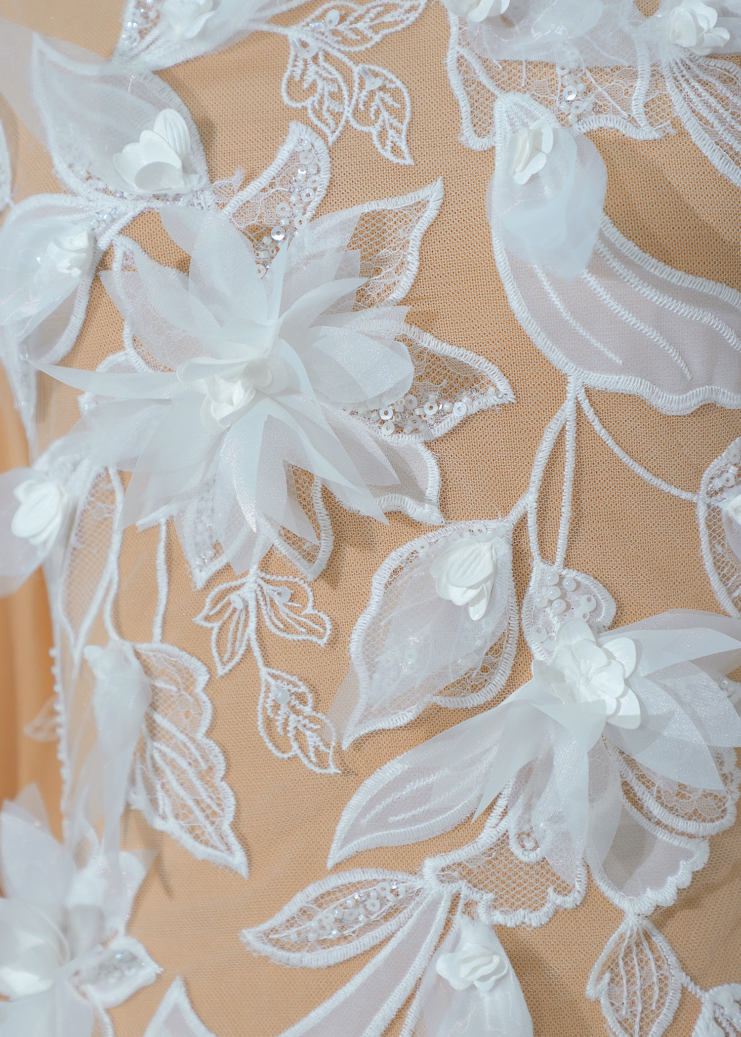 Yanzi 3D floral embroidered lace with beaded sequin  (YZ3DX016）