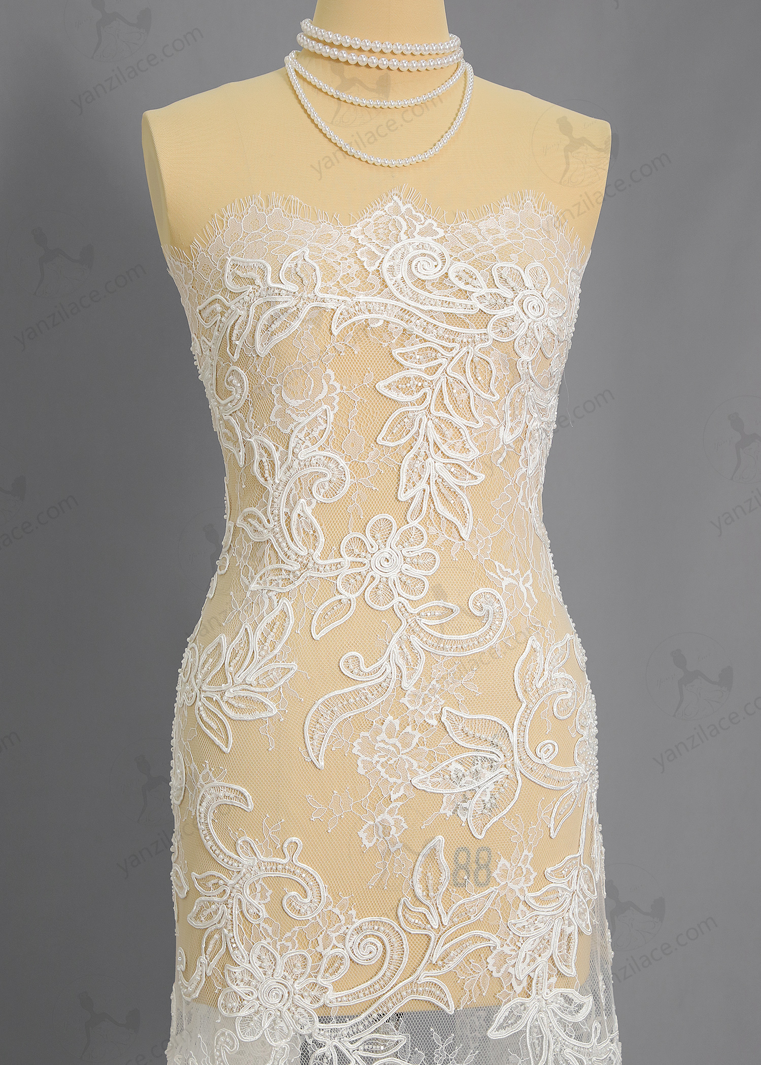 Yanzi corded bead embroidered lace with sequin  (YZP015-2)