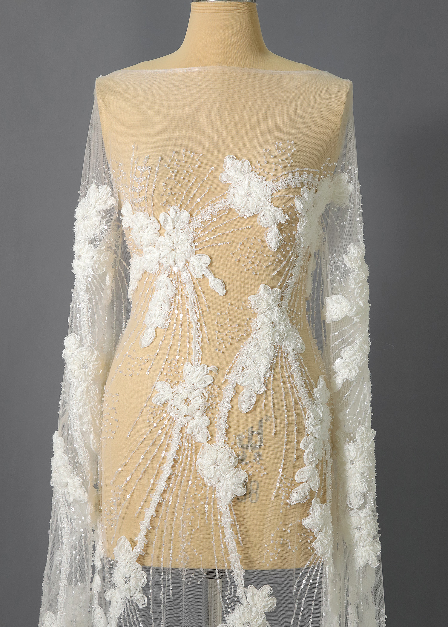 Yanzi Ribbon Embroidery luxury beads sequins Lace (YZP034)