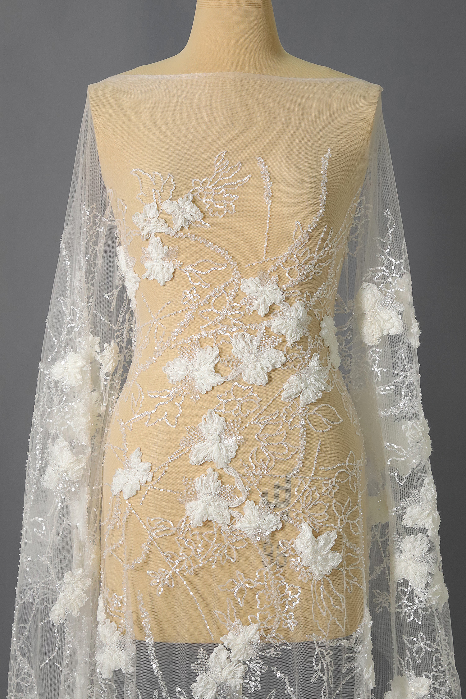 Yanzi Ribbon Embroidery luxury beads sequins Lace (YZP043)