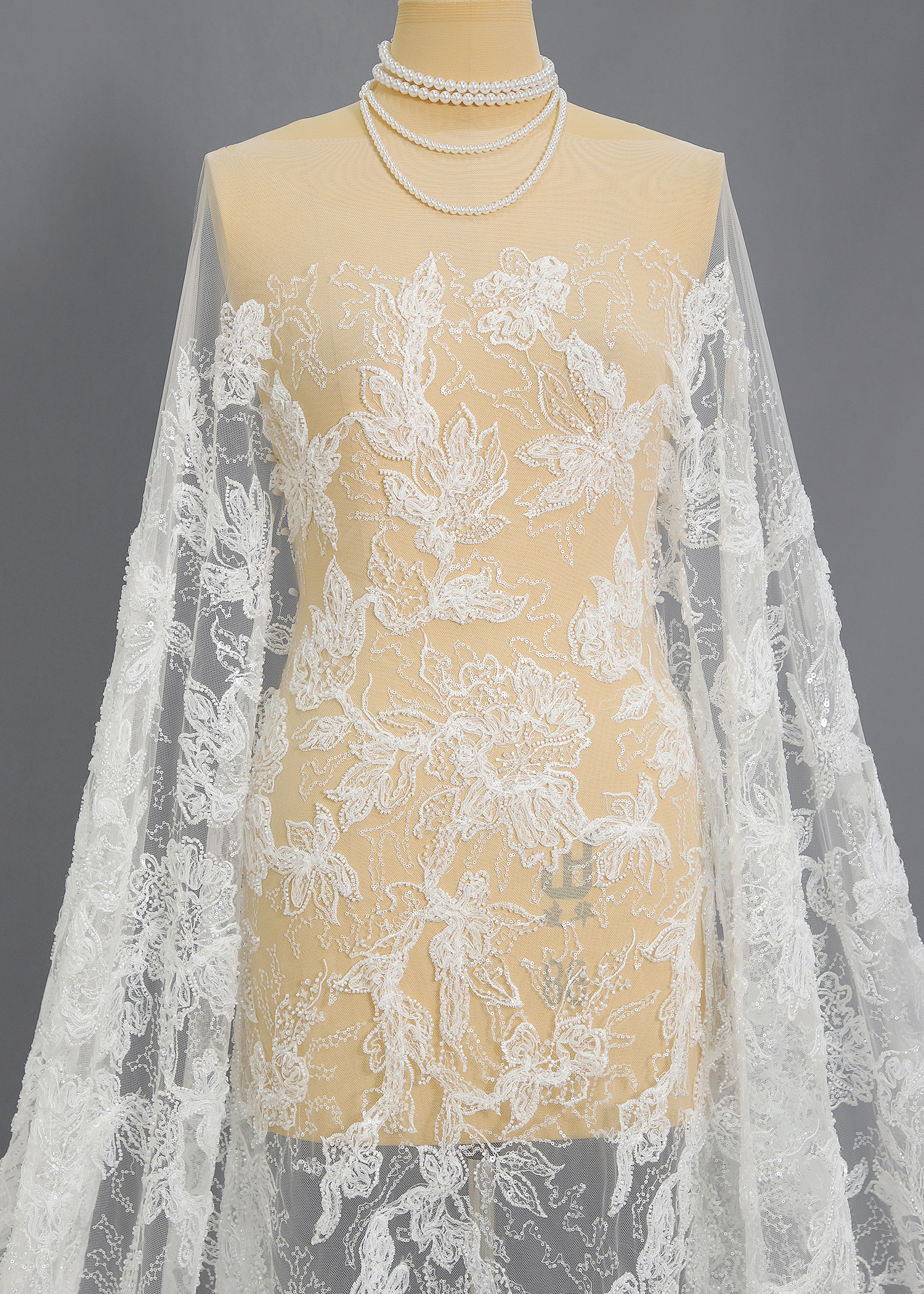 Yanzi Ribbon Embroidery luxury beads sequins Lace (YZP037)