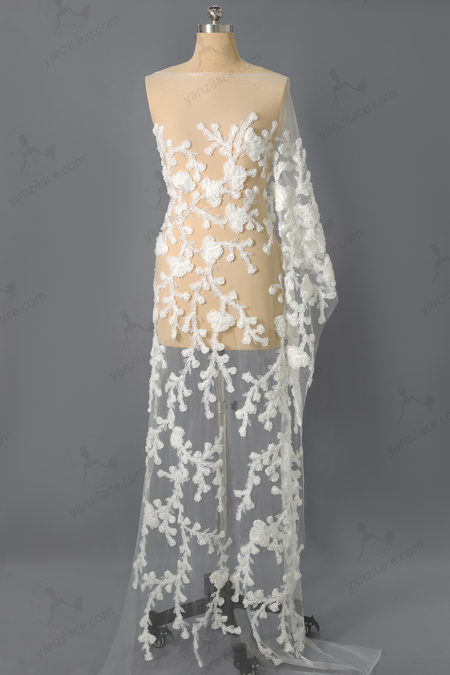 Yanzi Ribbon Embroidery luxury beads sequins Lace (YZP042)