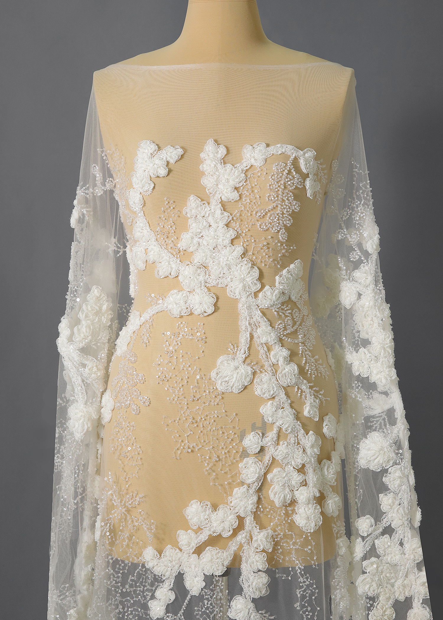 Yanzi Ribbon Embroidery luxury beads sequins Lace (YZP030)