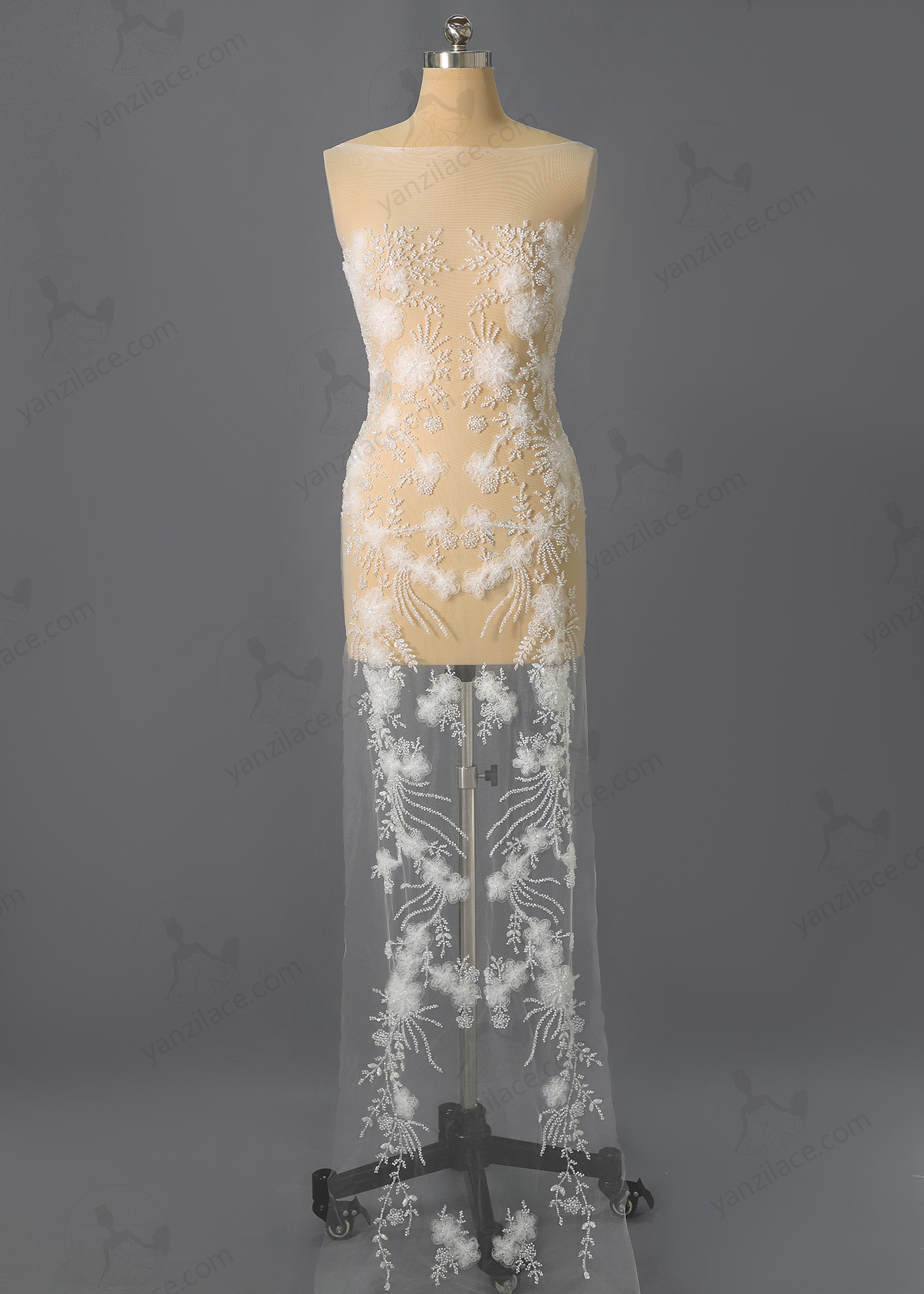 Yanzi Ribbon Embroidery luxury beads sequins Lace (YZP041)