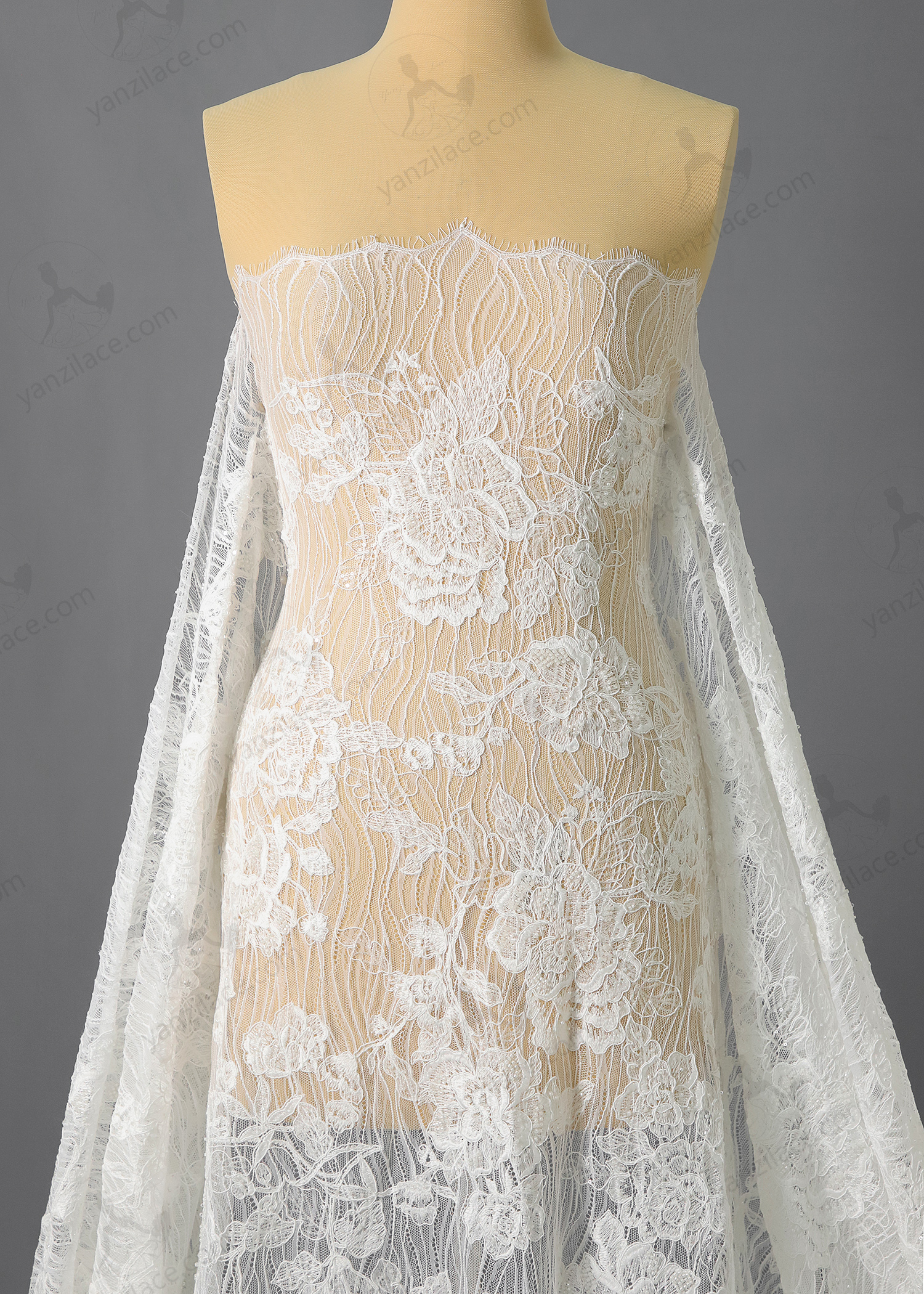 Yanzi corded bead embroidered lace with sequin  (YZC007)