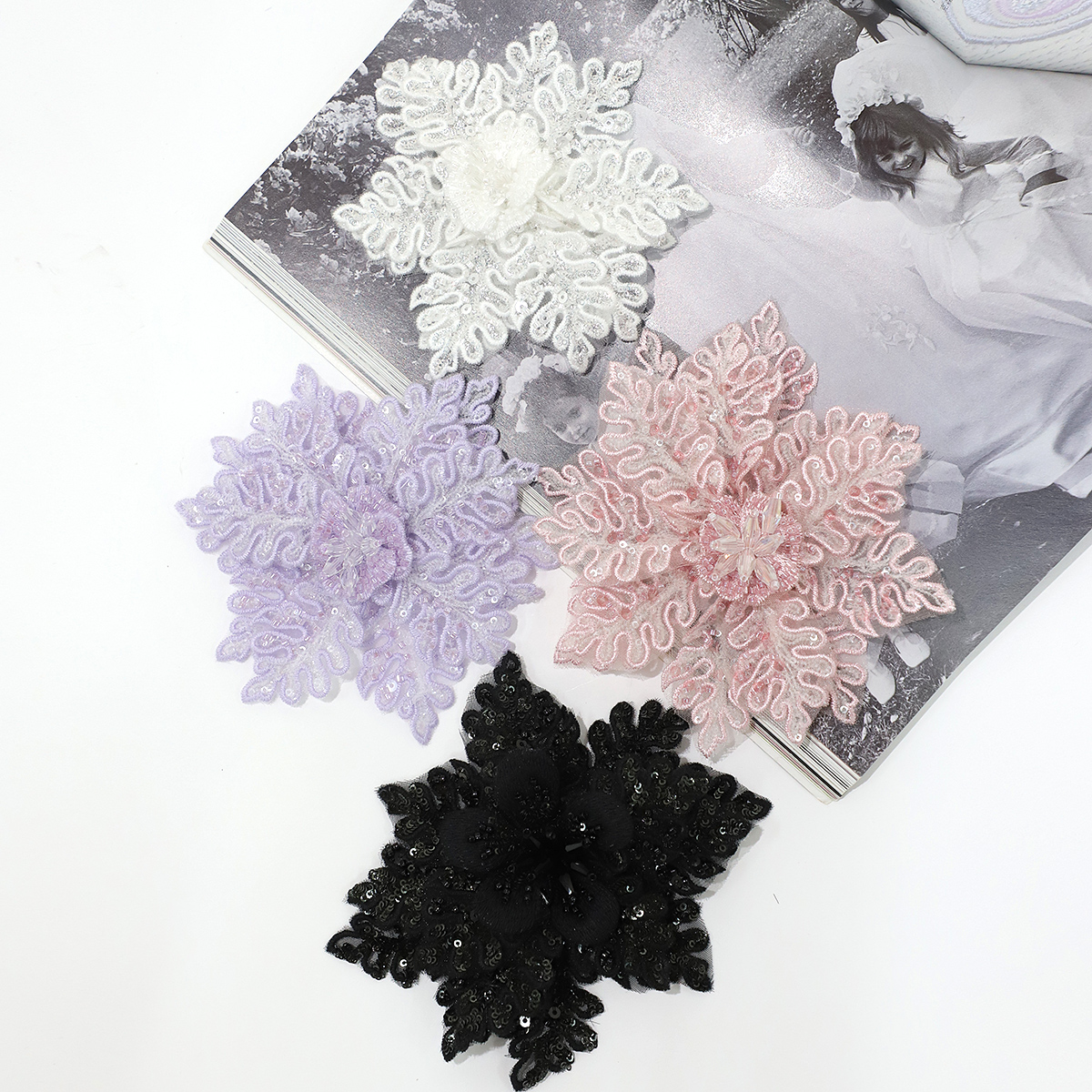 Yanzi Handmade 3d Flower Sequin Beads Applique(YZLQ027)