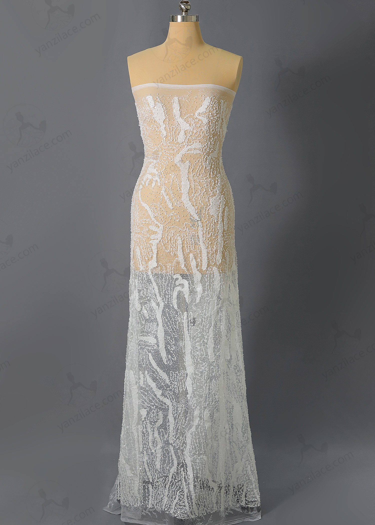 Yanzi corded bead embroidered lace with sequin  (YZC017)
