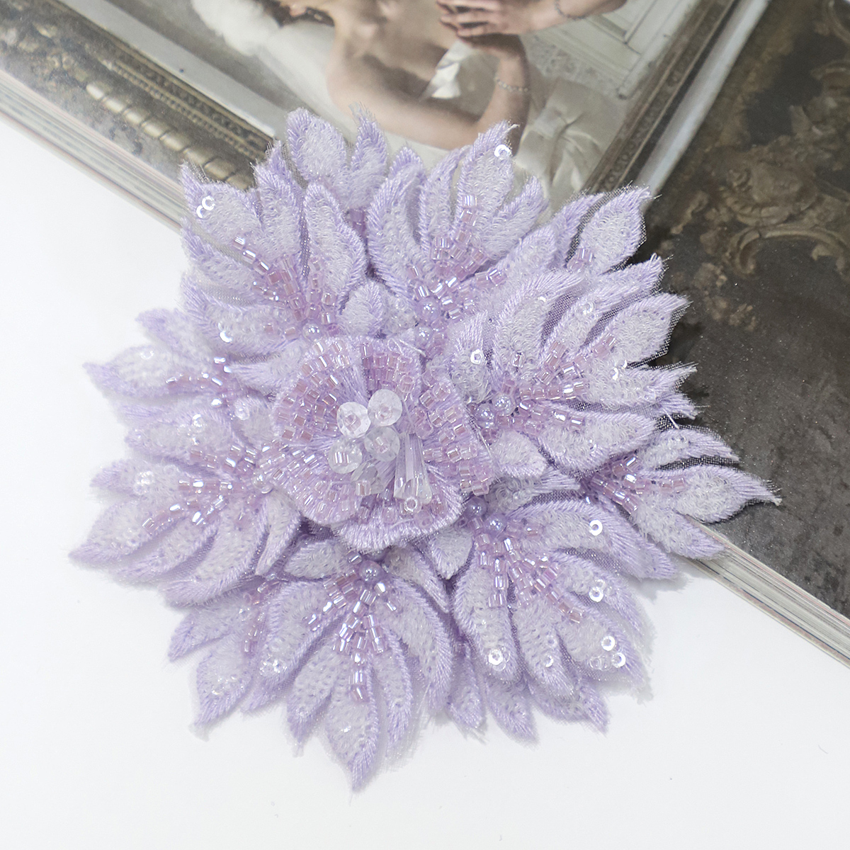 Yanzi Handmade 3d Flower Sequin Beads Applique(YZLQ034)