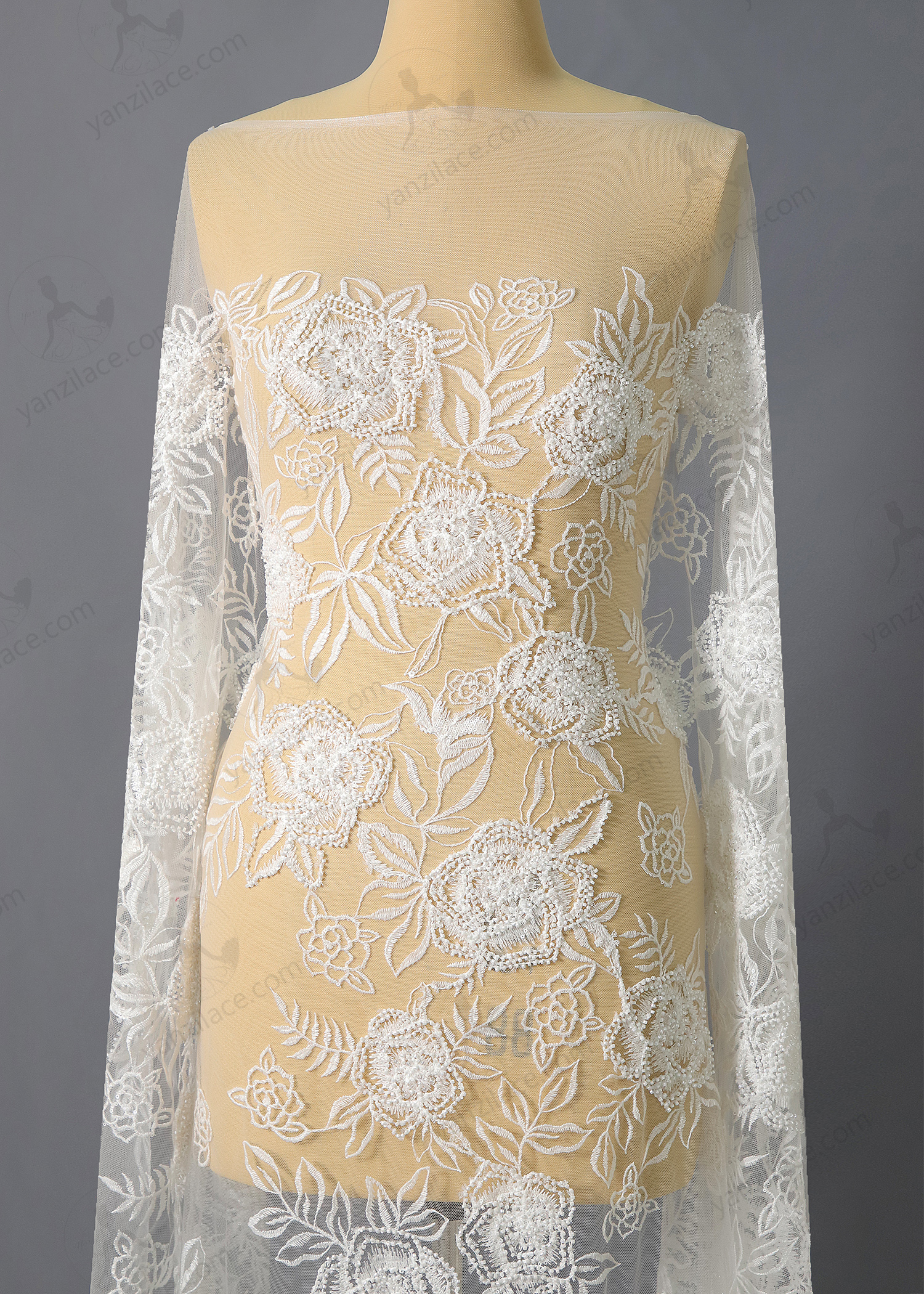 Yanzi corded bead embroidered lace with sequin  (YZC003)