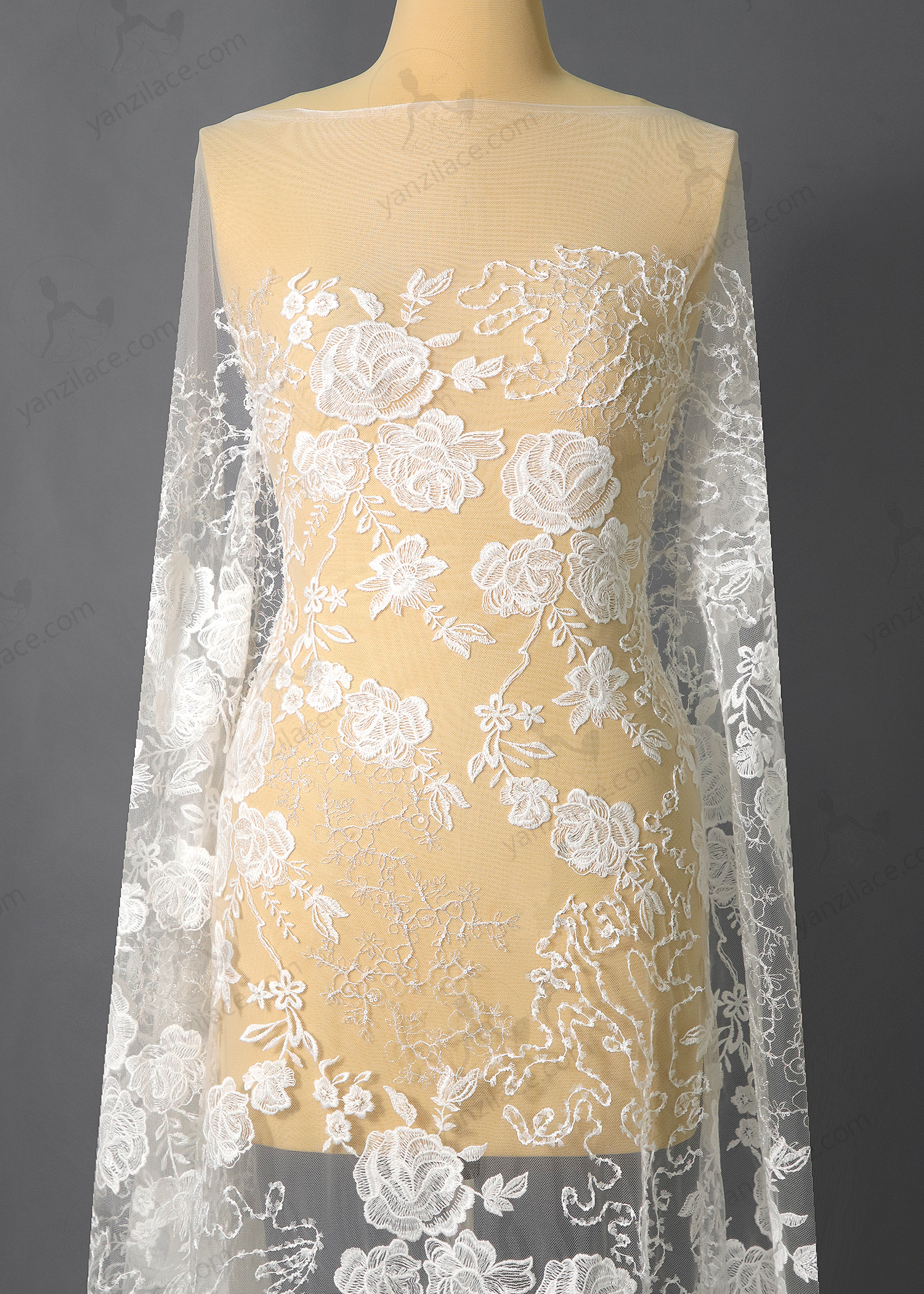 Yanzi corded bead embroidered lace with sequin  (YZC006)