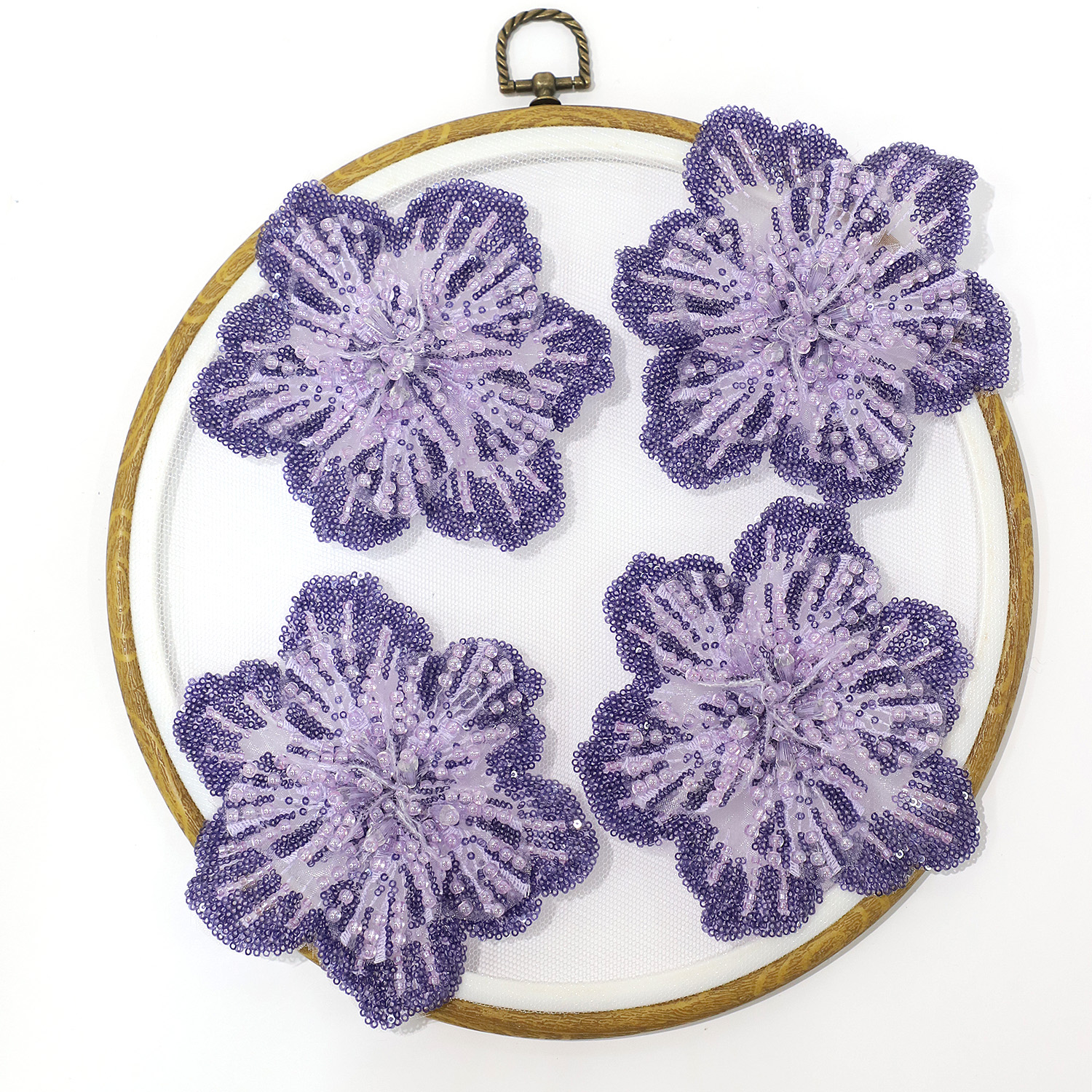 Yanzi Handmade 3d Flower Sequin Beads Applique for Dress Clothing Accessories (YZDH131）