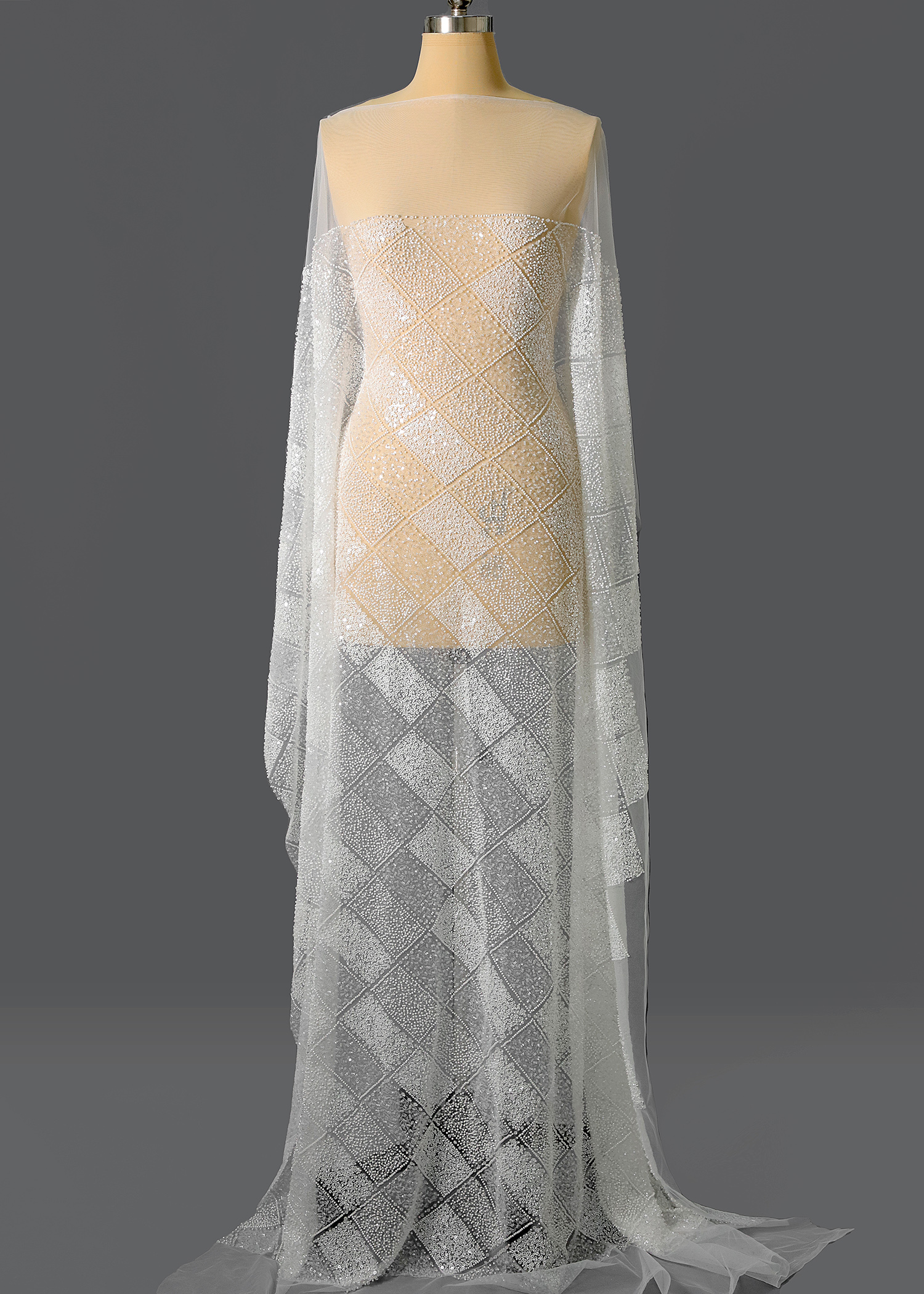 Yanzi bridal fabric luxury embroidery beads sequins lace (YZZX1016)