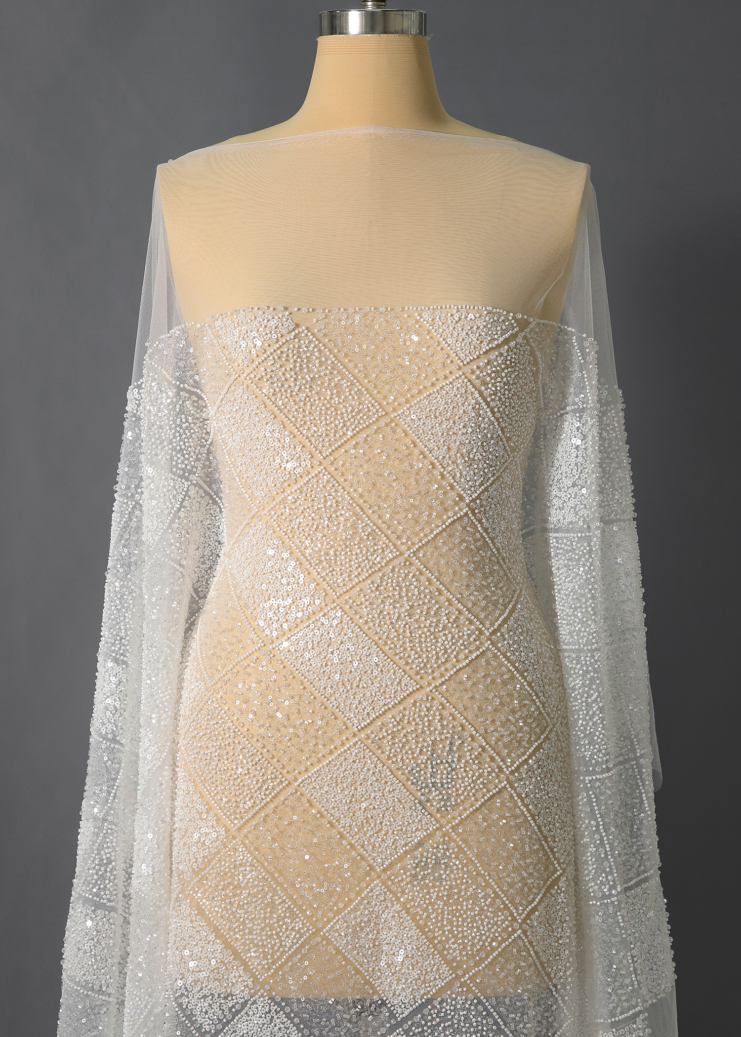 Yanzi bridal fabric luxury embroidery beads sequins lace (YZZX1016)