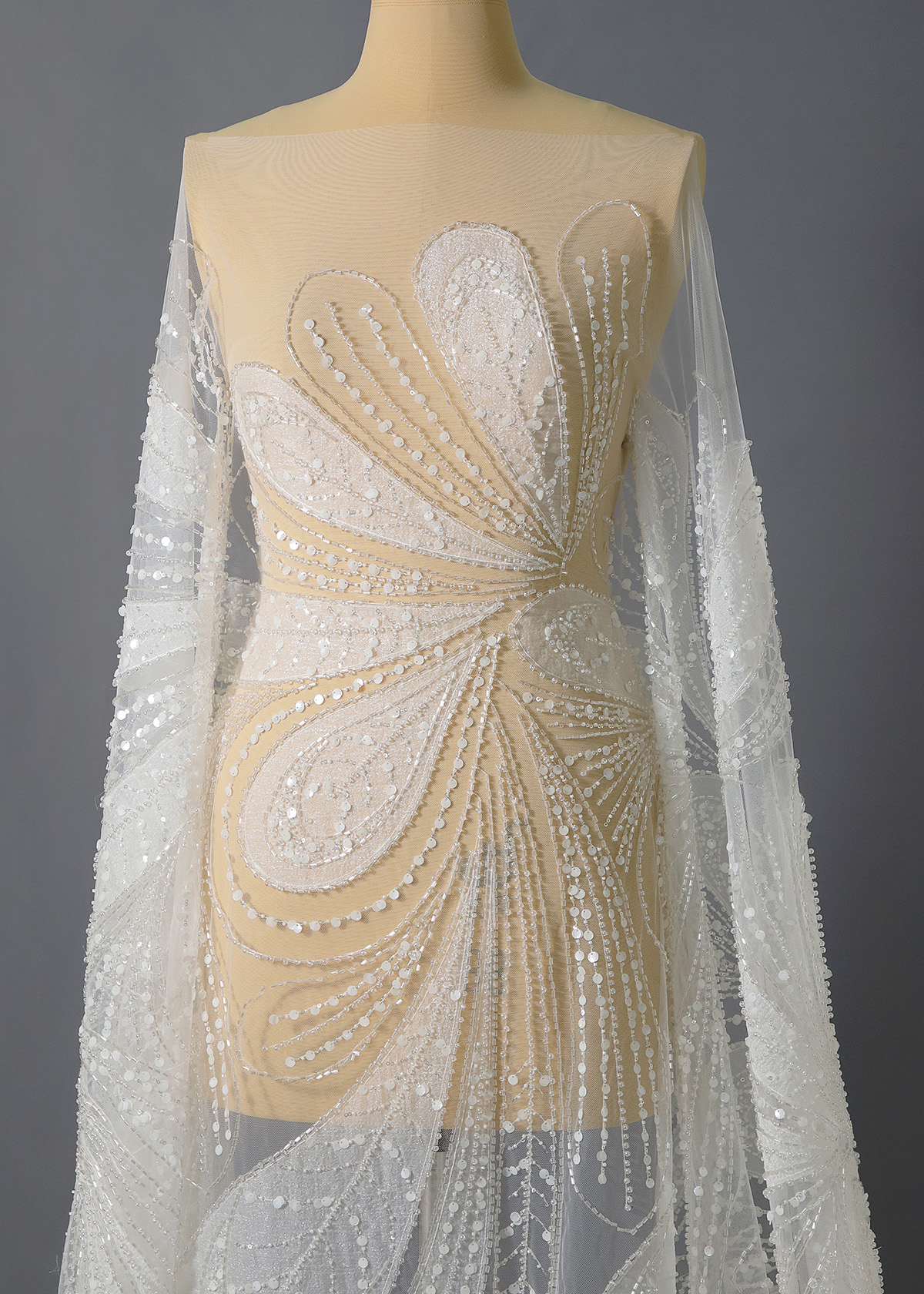 Yanzi bridal fabric luxury embroidery beads sequins lace (YZZX279）