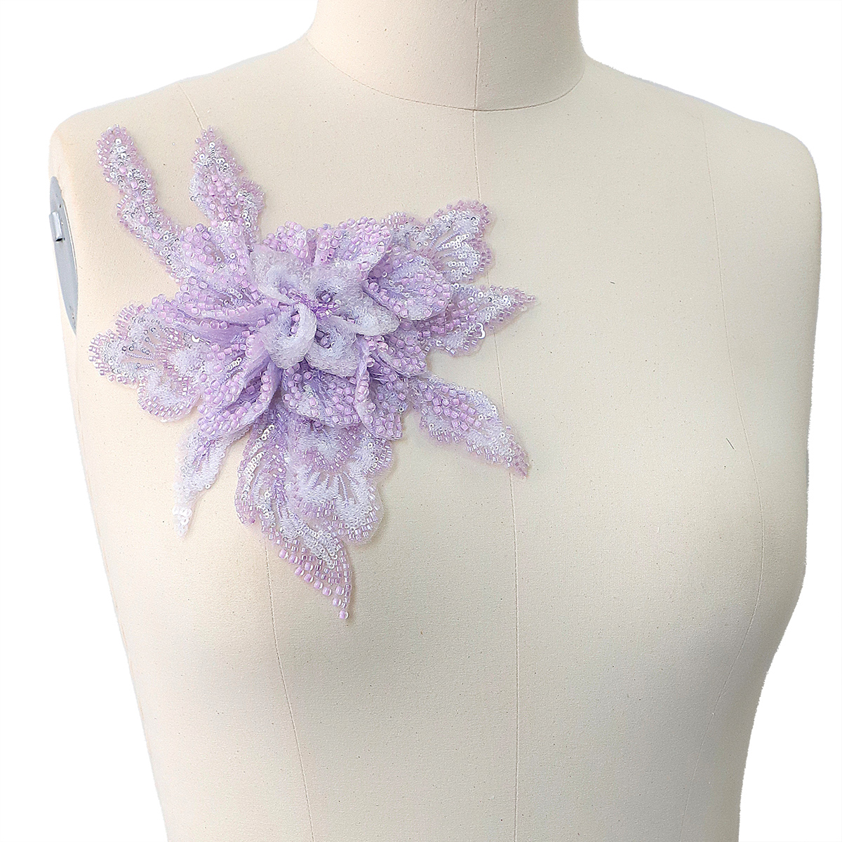 Yanzi Handmade 3d Flower Sequin Beads Applique for Dress Clothing Accessories (YZLQ004-2）