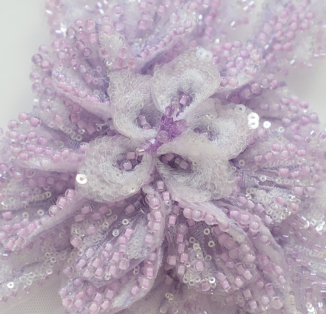 Yanzi Handmade 3d Flower Sequin Beads Applique for Dress Clothing Accessories (YZLQ004-2）