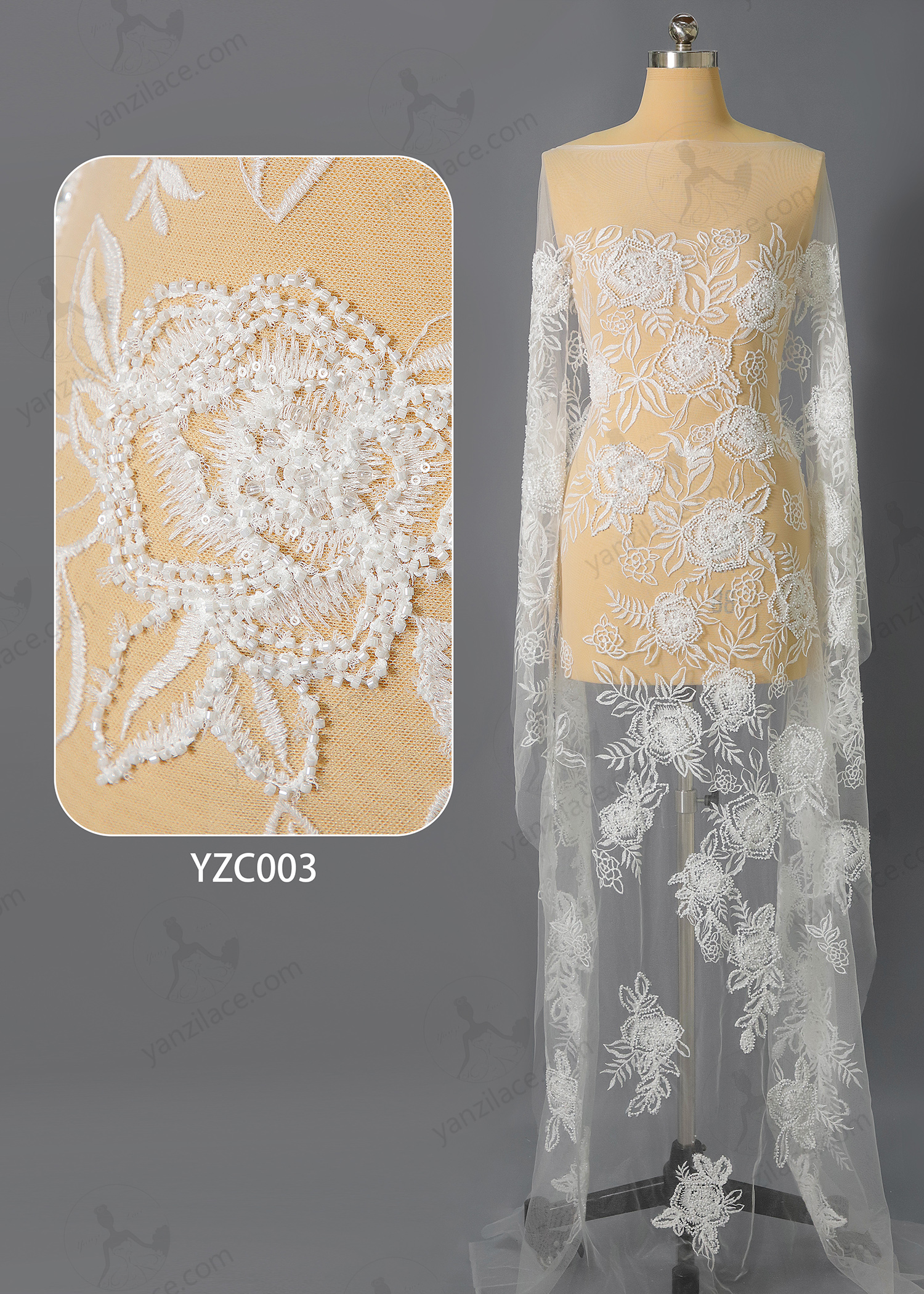 Yanzi corded bead embroidered lace with sequin  (YZC003)