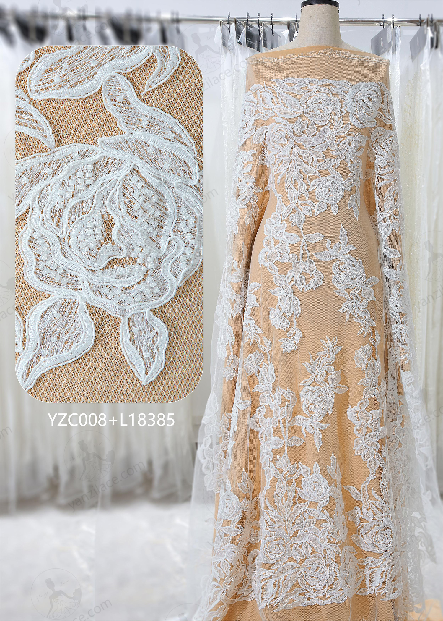 Yanzi corded bead embroidered lace with sequin  (YZC008)
