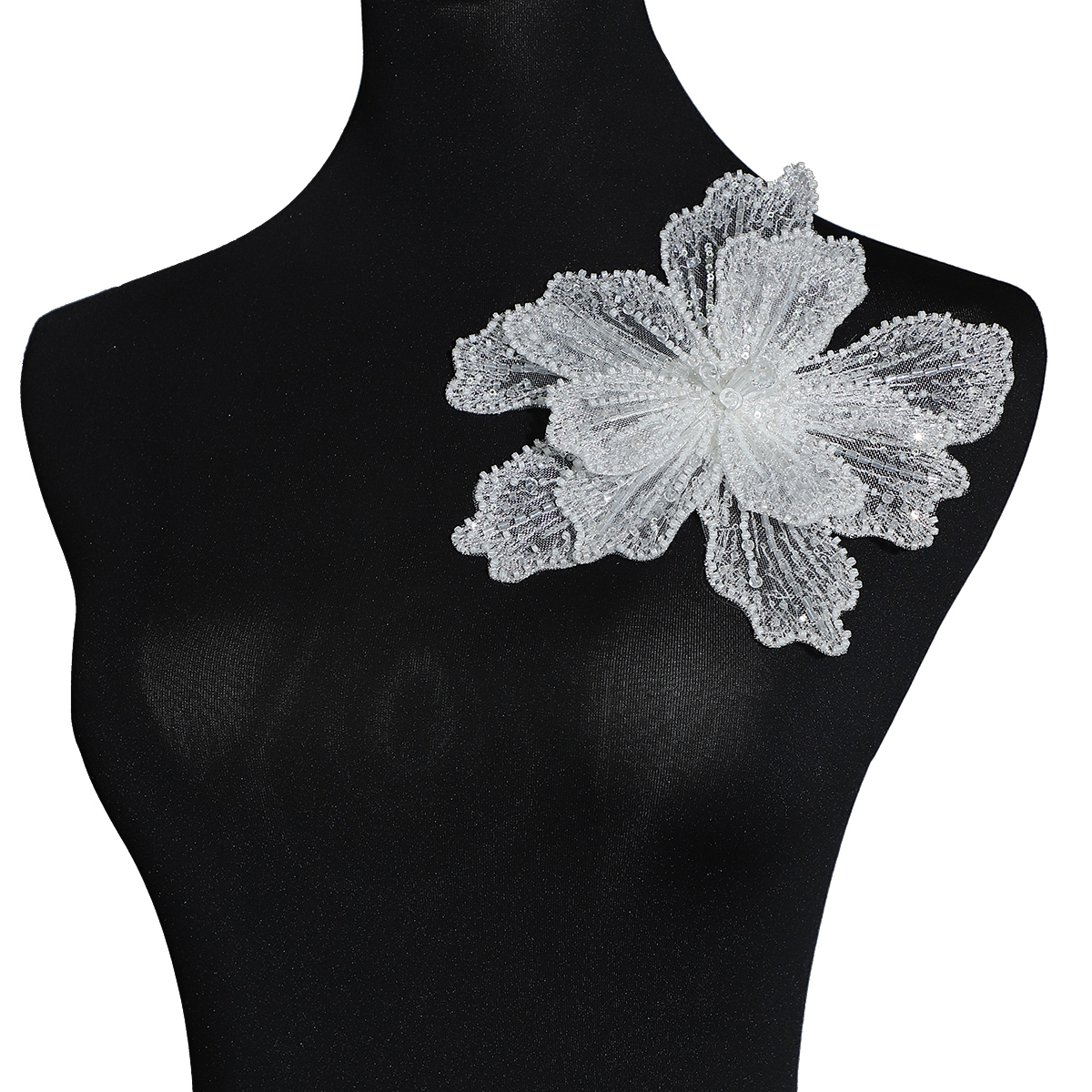 Yanzi Handmade 3d Flower Sequin Beads Applique for Dress Clothing Accessories (YZDH024）