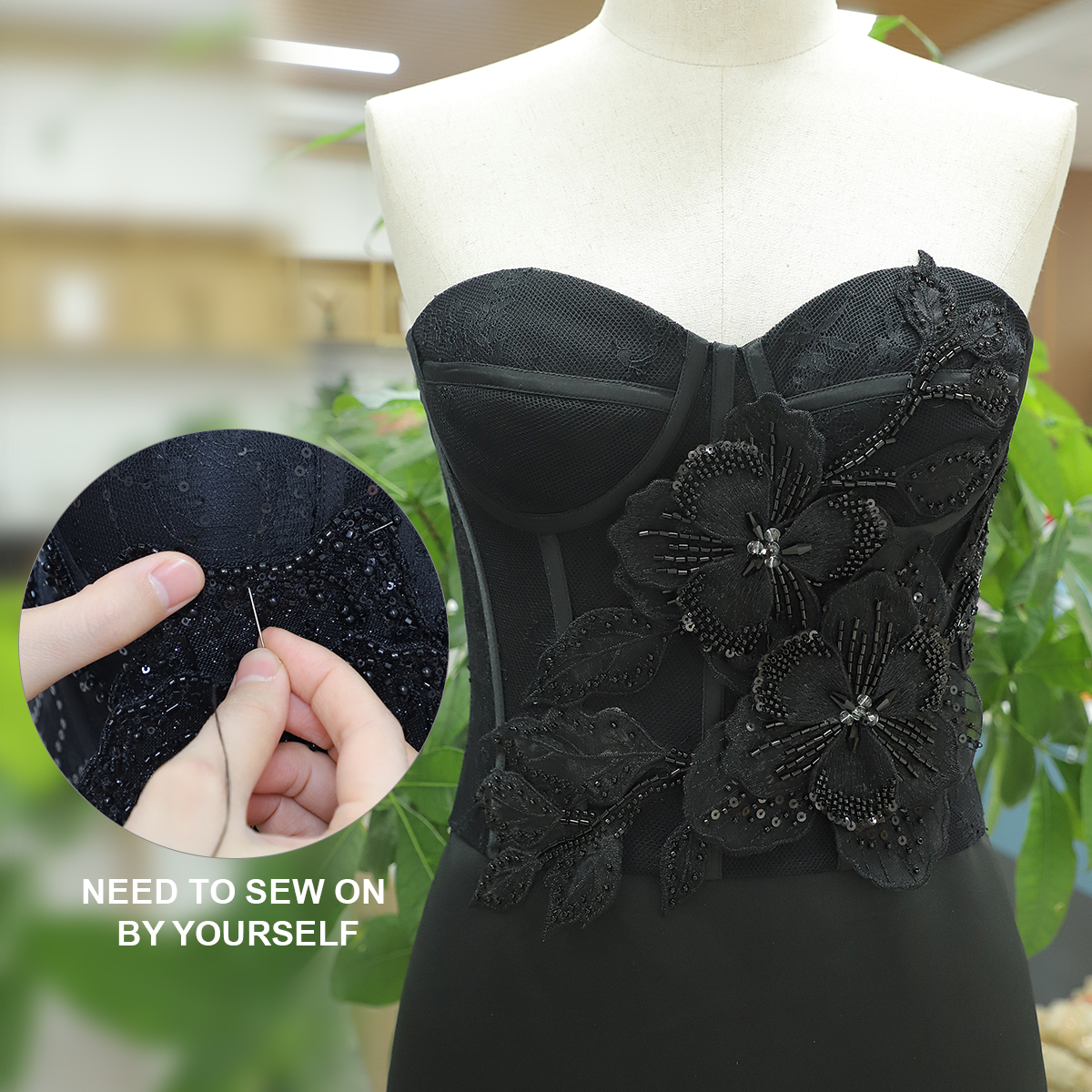 Yanzi Handmade 3d Flower Sequin Beads Applique(YZDH033)