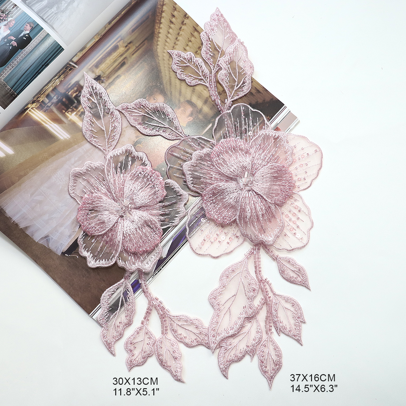 Yanzi Handmade 3d Flower Sequin Beads Applique(YZDH033)