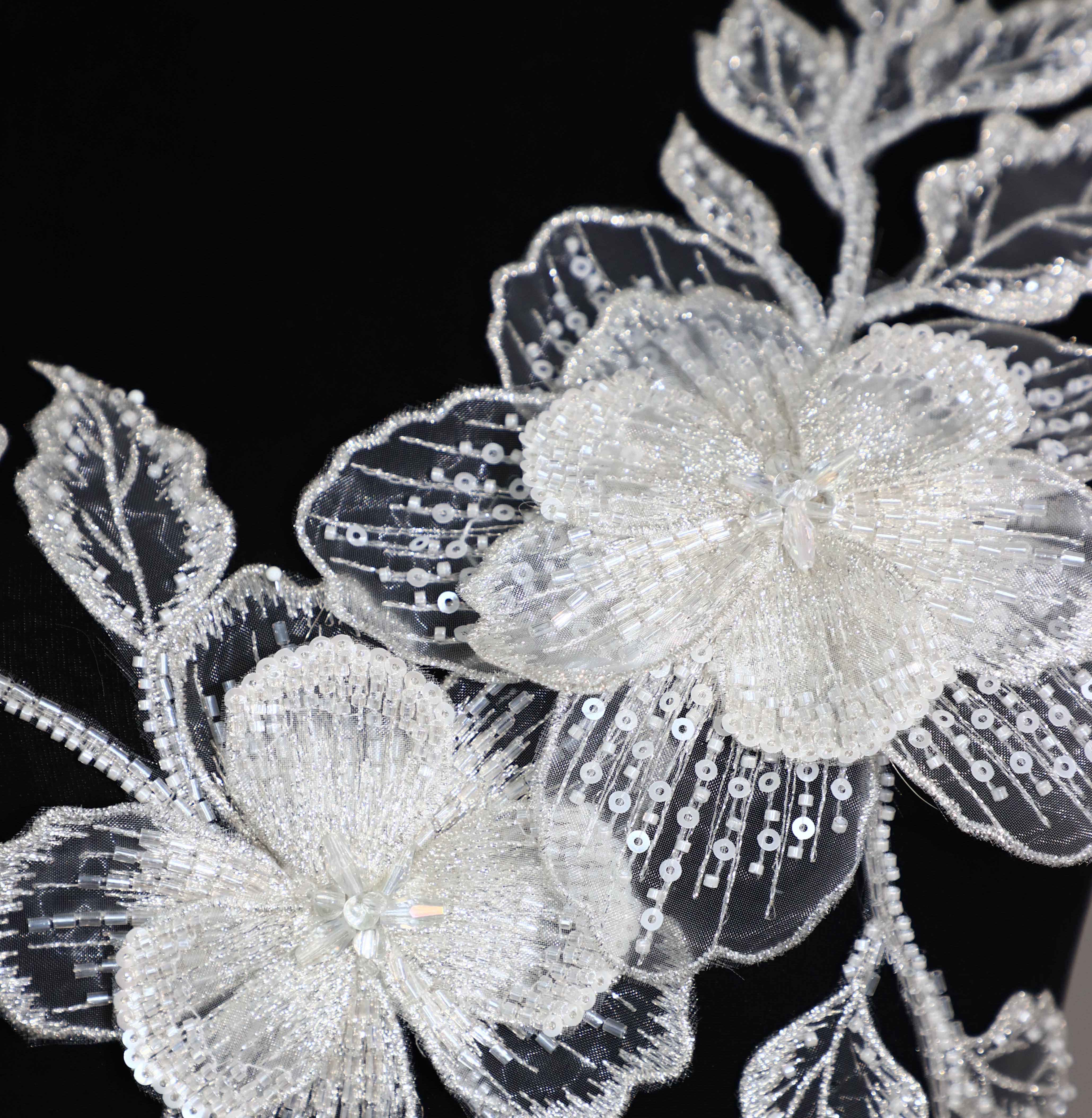Yanzi Handmade 3d Flower Sequin Beads Applique(YZDH033)