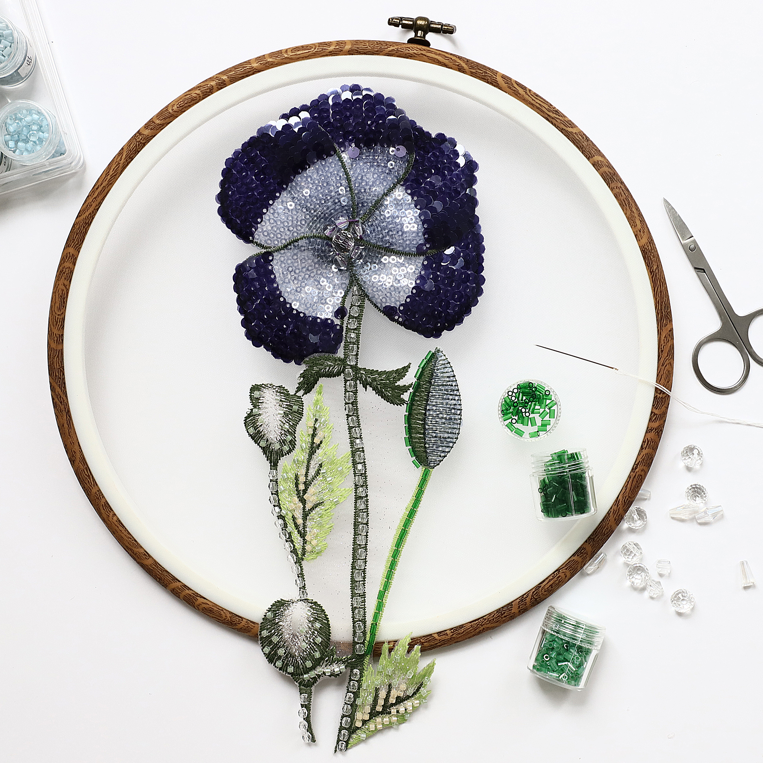 Yanzi Handmade 3d Flower Sequin Beads Applique(YZDH047)