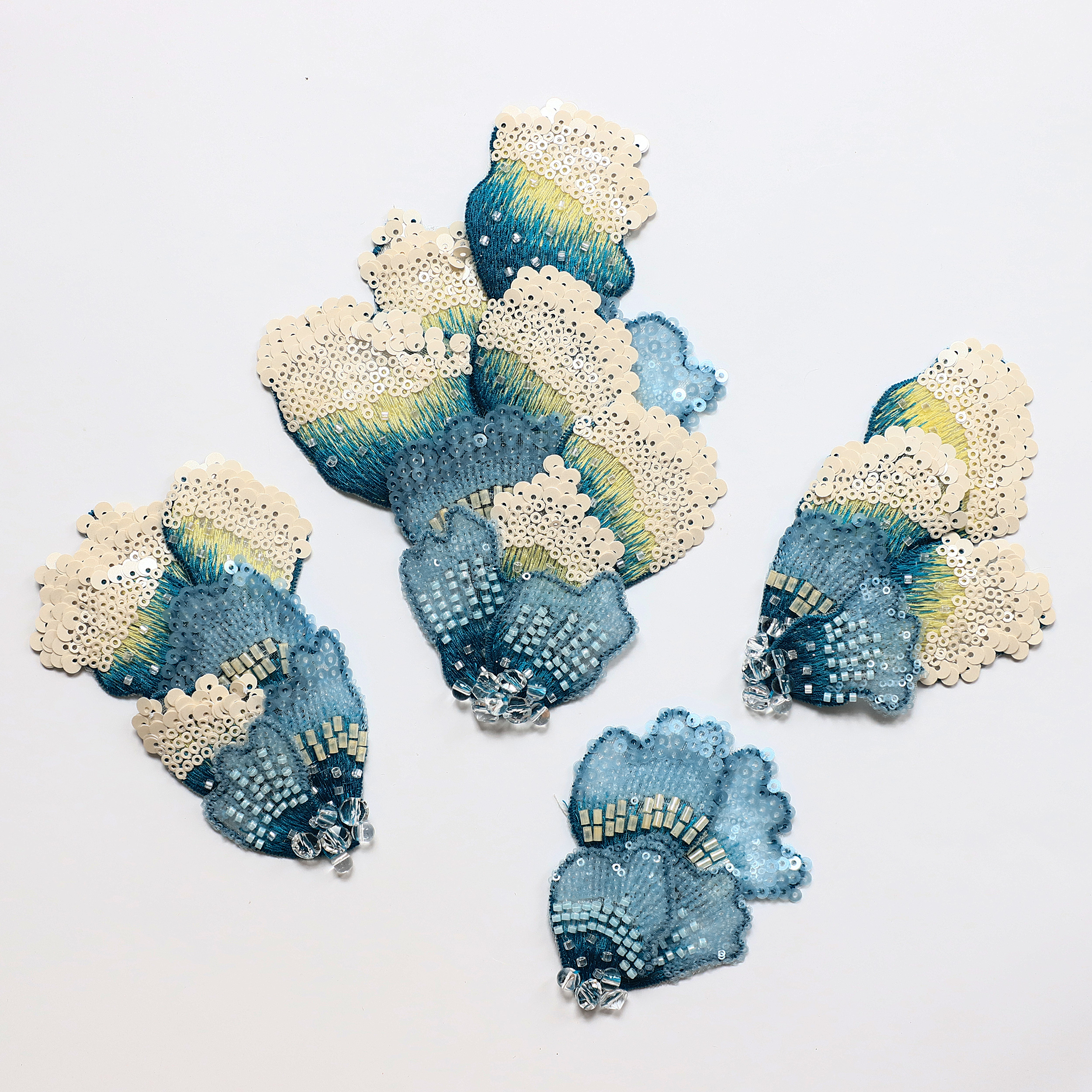 Yanzi Handmade 3d Flower Sequin Beads Applique(YZDH058)
