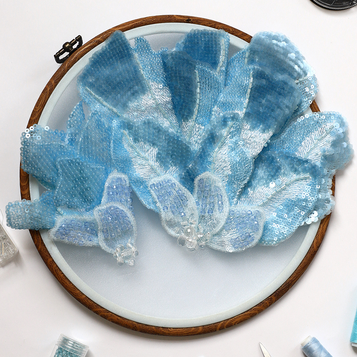 Yanzi Handmade 3d Flower Sequin Beads Applique(YZDH061)