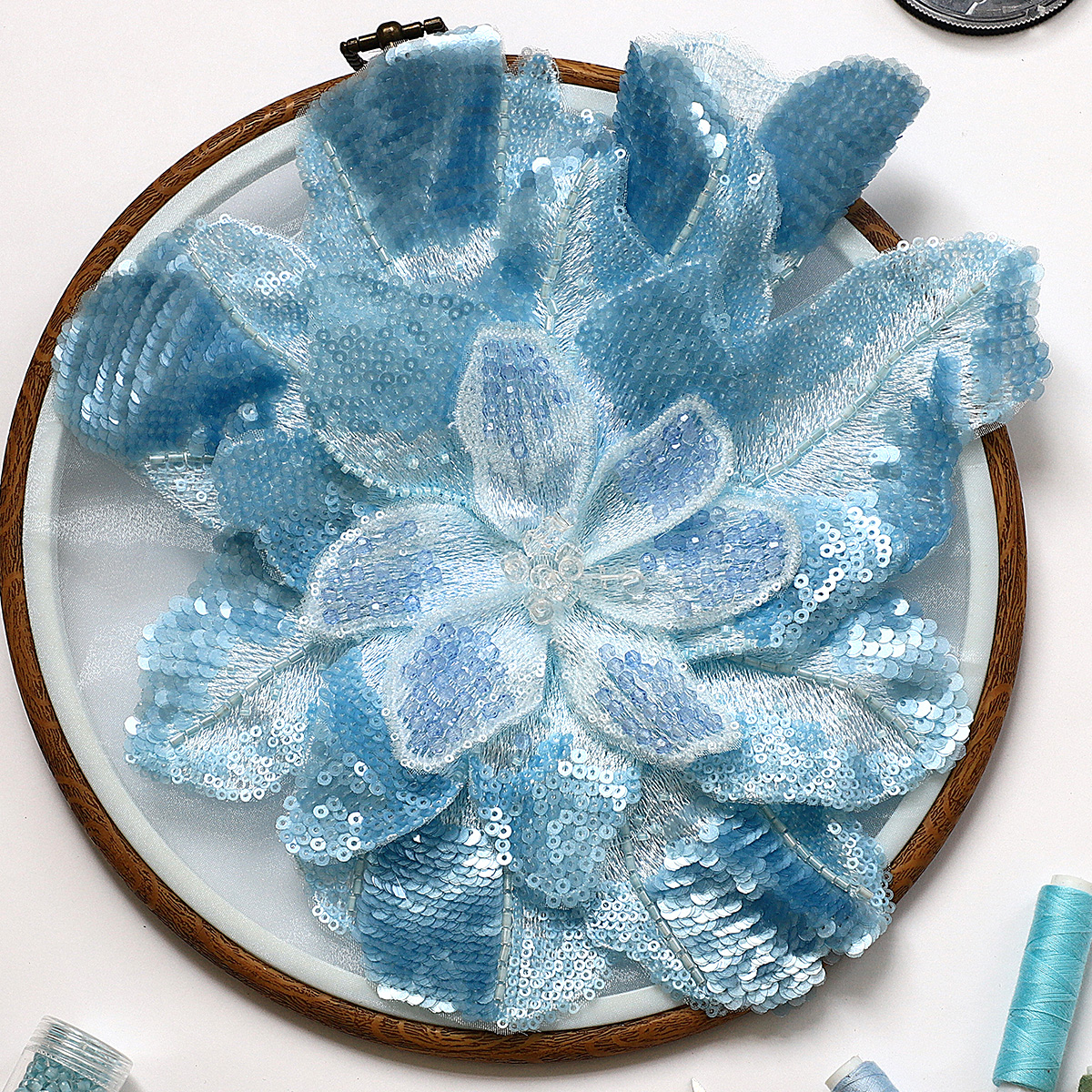 Yanzi Handmade 3d Flower Sequin Beads Applique(YZDH063)