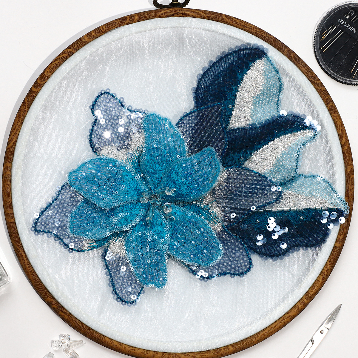 Yanzi Handmade 3d Flower Sequin Beads Applique(YZDH064)