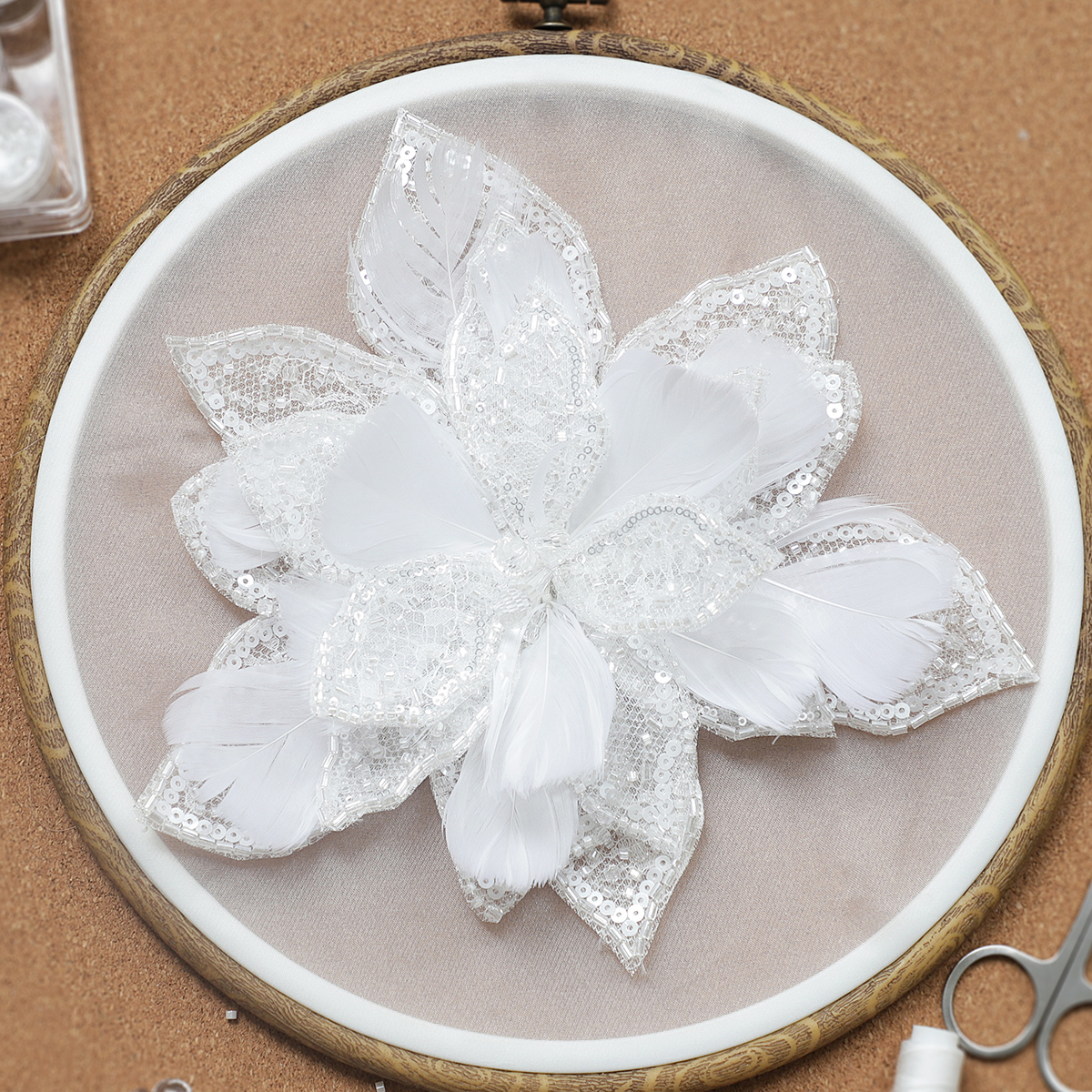 Yanzi Handmade 3d Flower Sequin Beads Applique(YZDH068)