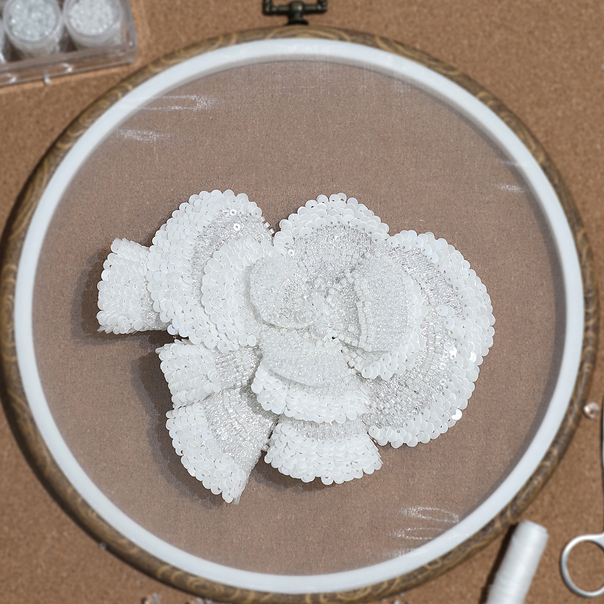 Yanzi Handmade 3d Flower Sequin Beads Applique(YZDH070)