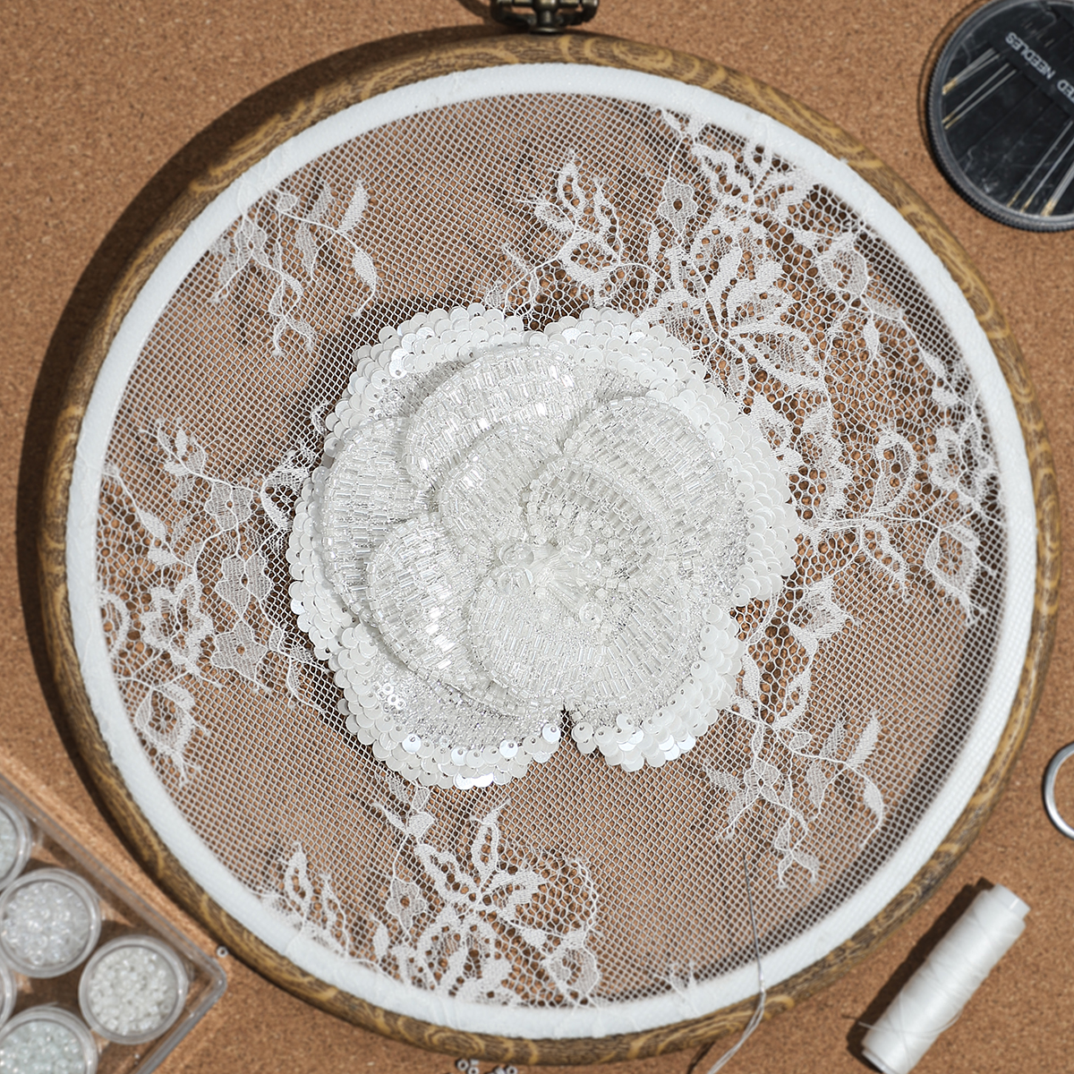 Yanzi Handmade 3d Flower Sequin Beads Applique(YZDH071)