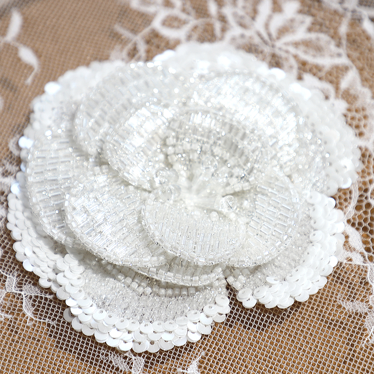 Yanzi Handmade 3d Flower Sequin Beads Applique(YZDH071)