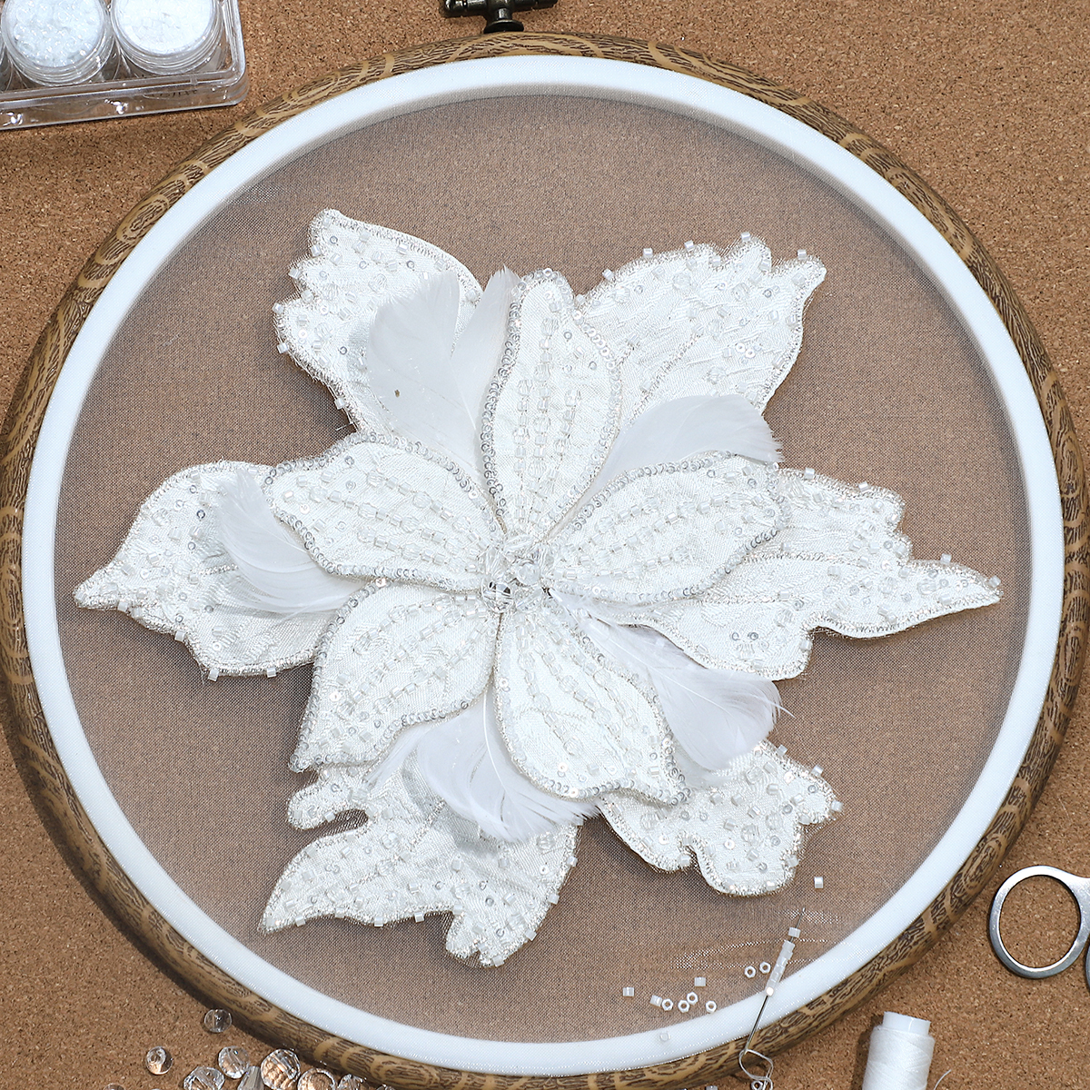 Yanzi Handmade 3d Flower Sequin Beads Applique(YZDH072)