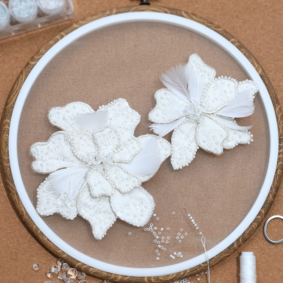 Yanzi Handmade 3d Flower Sequin Beads Applique(YZDH074)