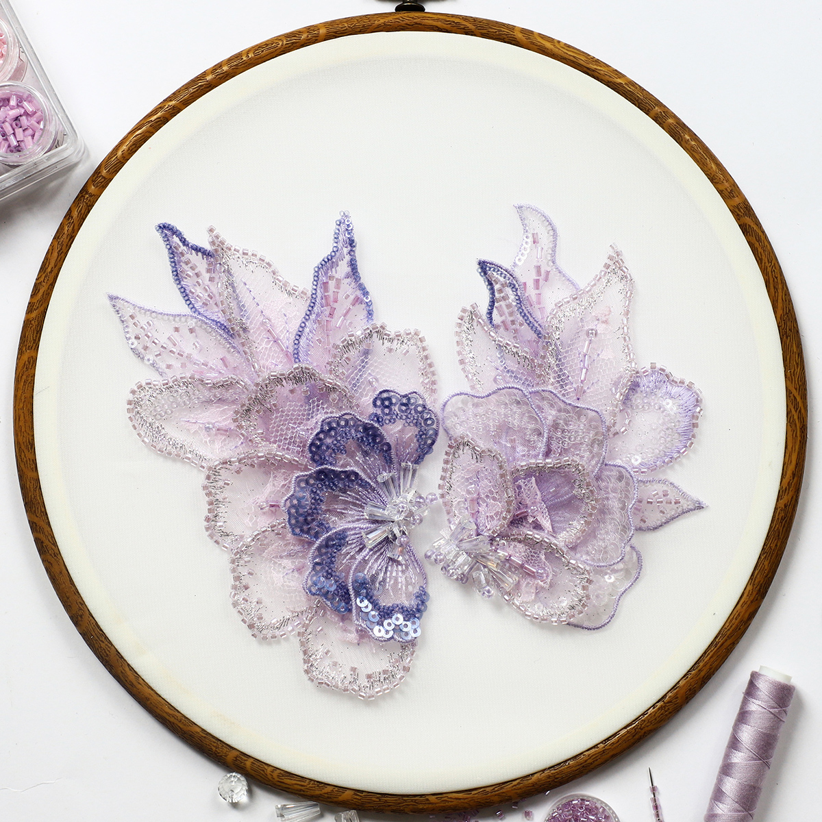 Yanzi Handmade 3d Flower Sequin Beads Applique(YZDH076)