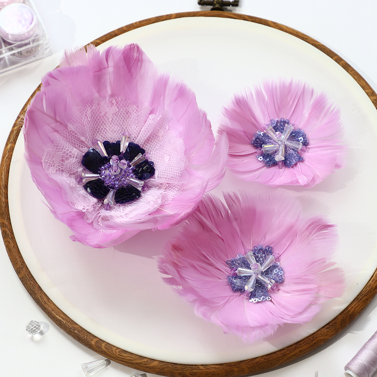 Yanzi Handmade 3d Flower Sequin Beads Applique(YZDH082)