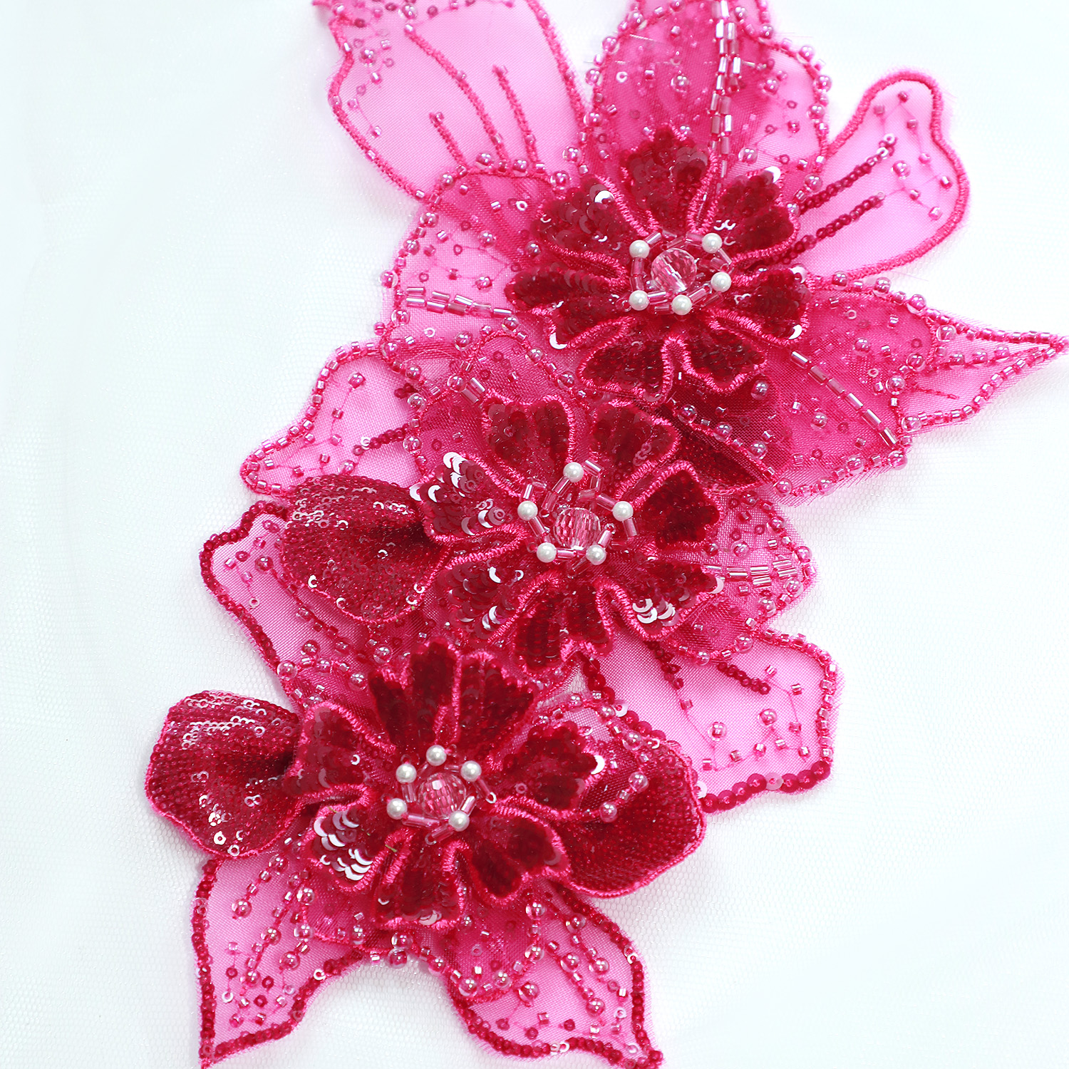 Yanzi Handmade 3d Flower Sequin Beads Applique for Dress Clothing Accessories (YZDH142）