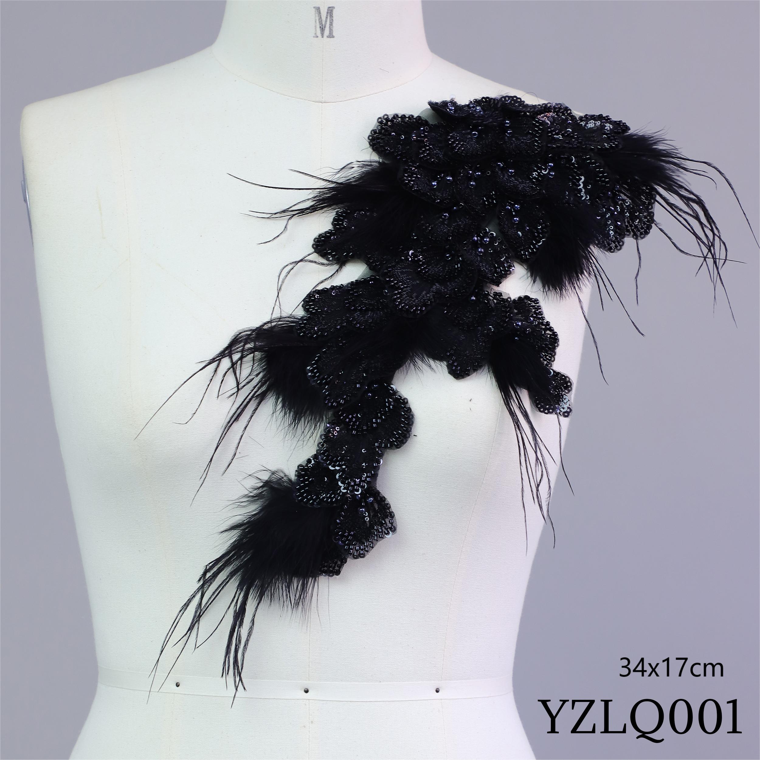 Yanzi Handmade 3d Flower Sequin Beads Applique(YZLQ001)