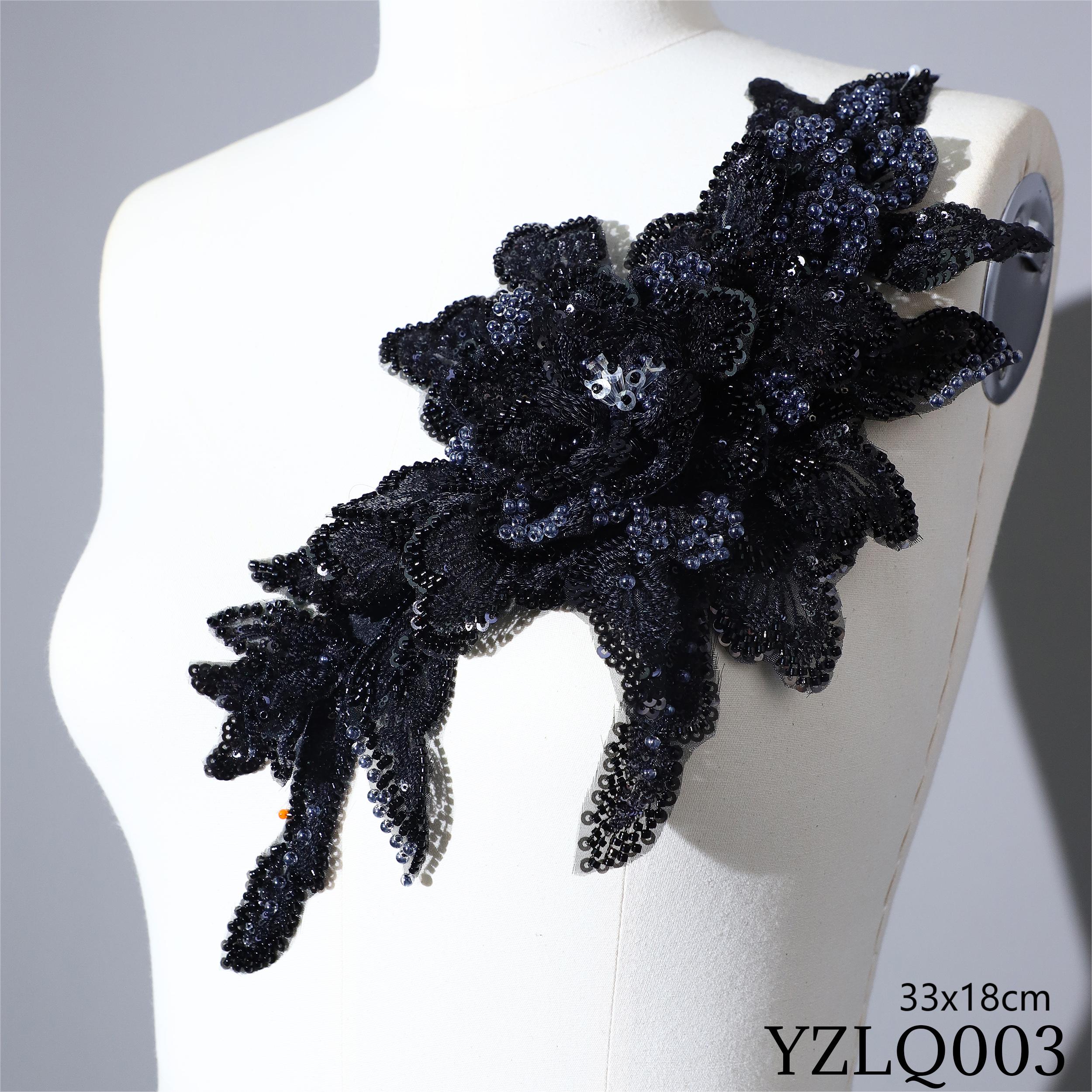 Yanzi Handmade 3d Flower Sequin Beads Applique(YZLQ003)
