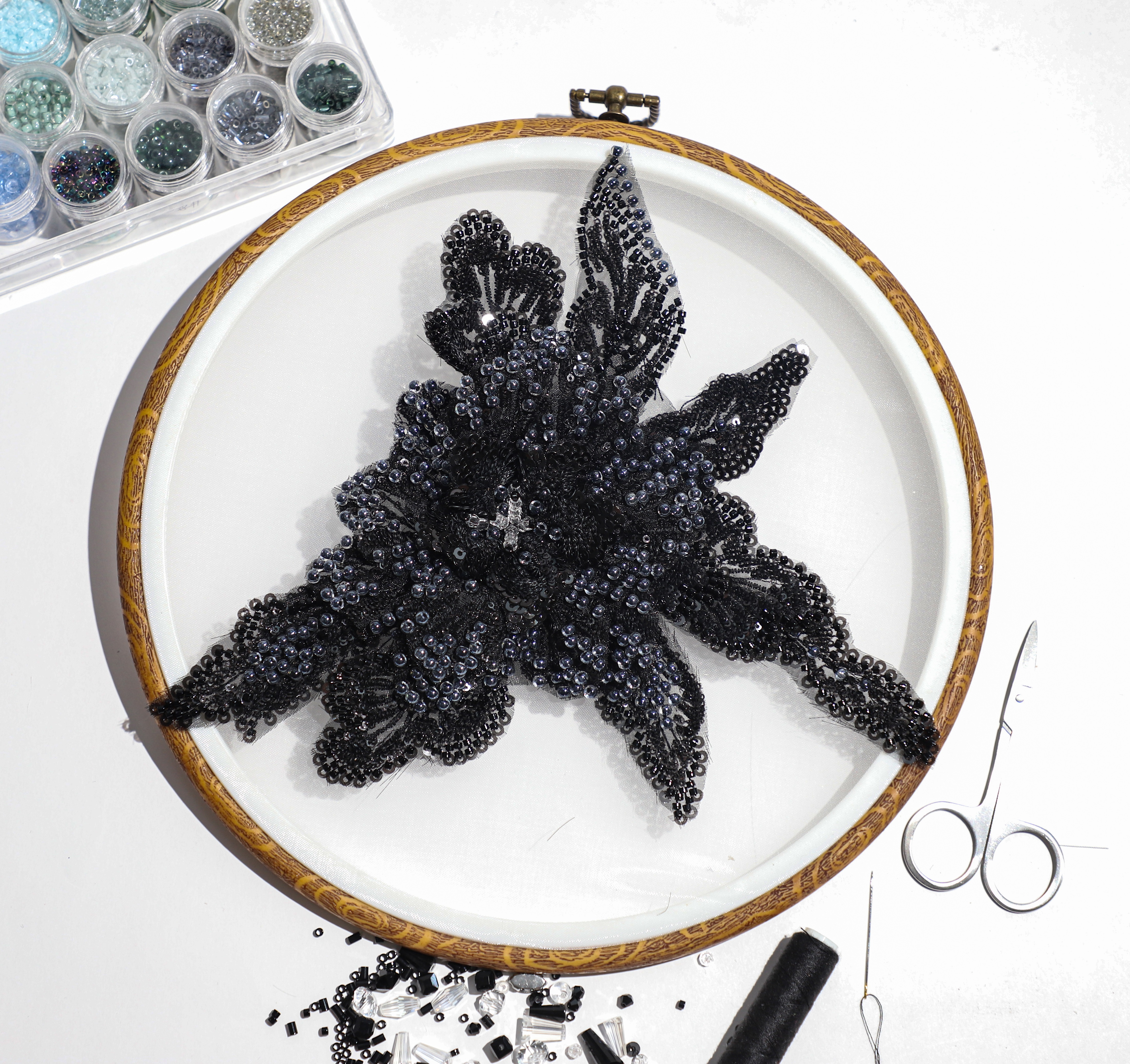 Yanzi Handmade 3d Flower Sequin Beads Applique for Dress Clothing Accessories (YZLQ004-2）