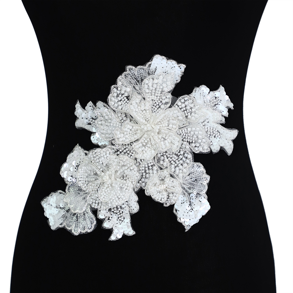 Yanzi Handmade 3d Flower Sequin Beads Applique for Dress Clothing Accessories (YZLQ006）