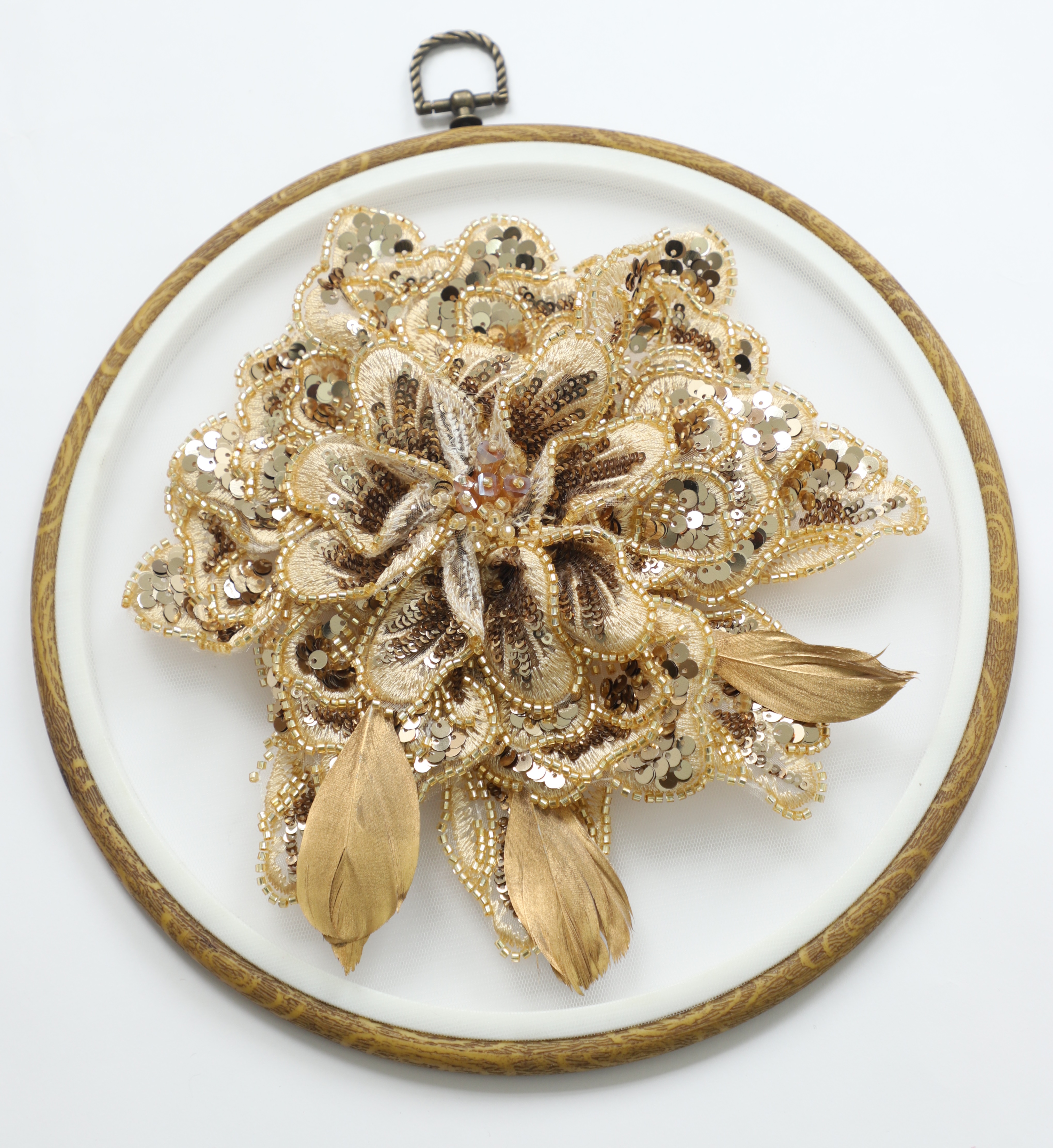 Yanzi Handmade 3d Flower Sequin Beads Applique for Dress Clothing Accessories (YZLQ007）