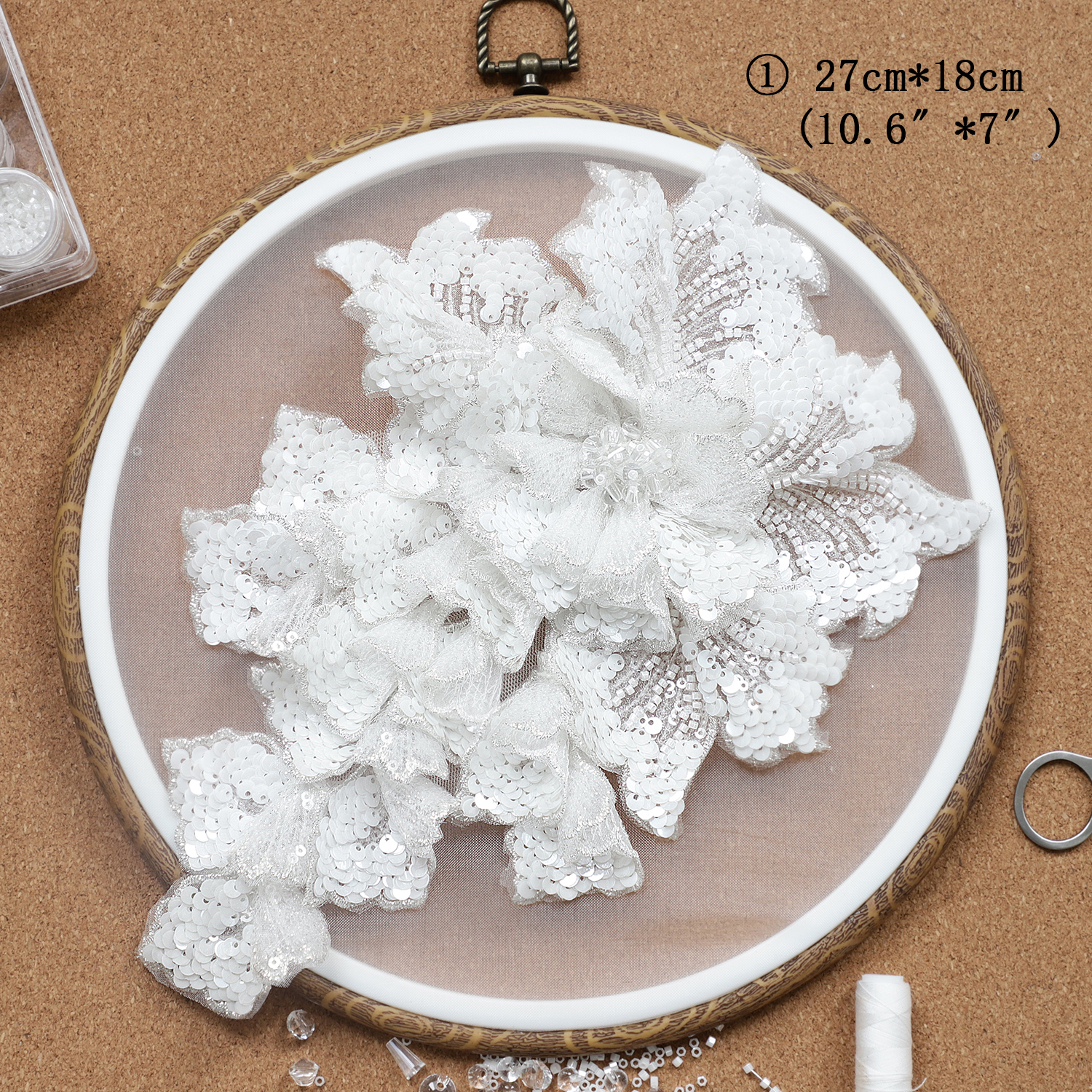 Yanzi Handmade 3d Flower Sequin Beads Applique(YZLQ008)
