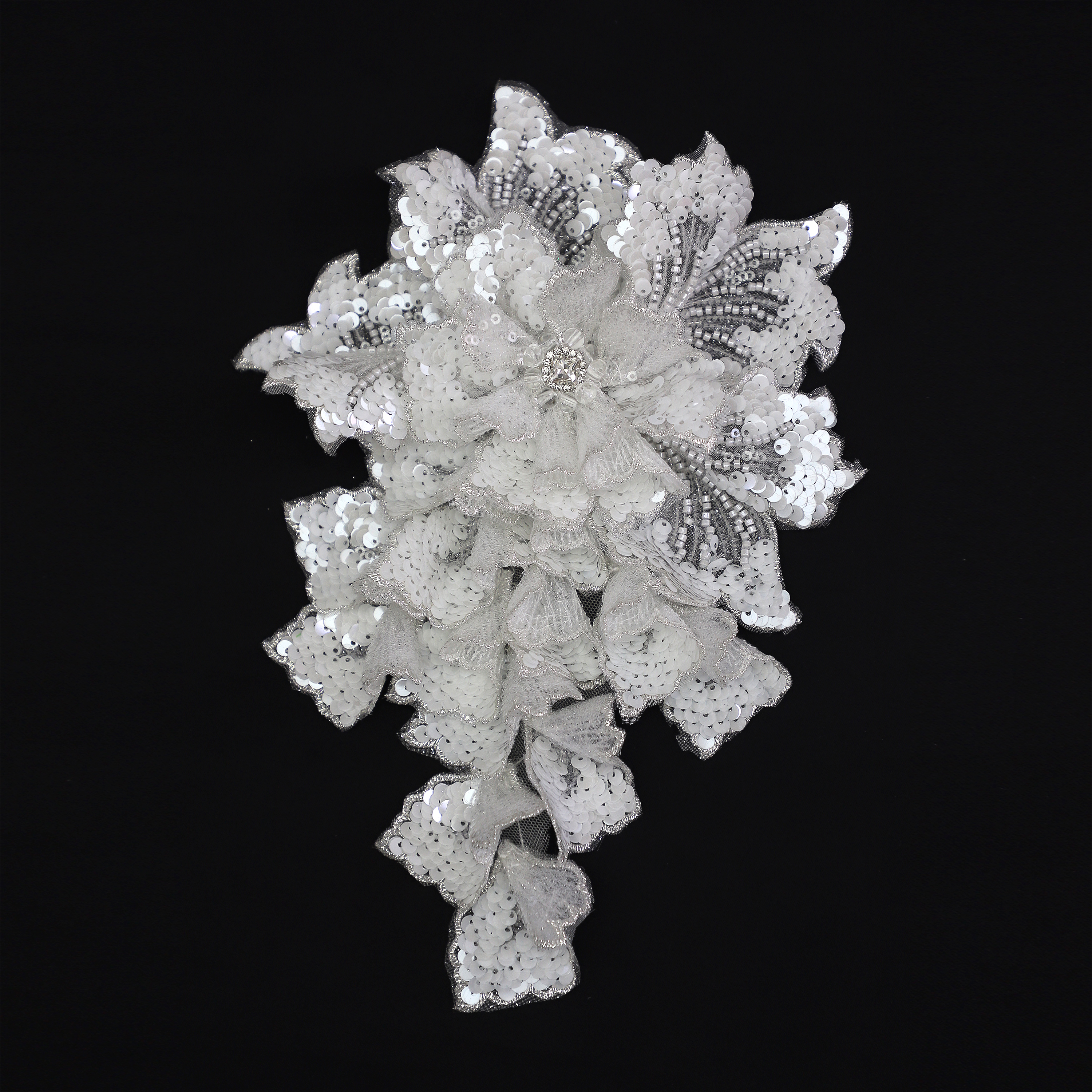 Yanzi Handmade 3d Flower Sequin Beads Applique(YZLQ008)