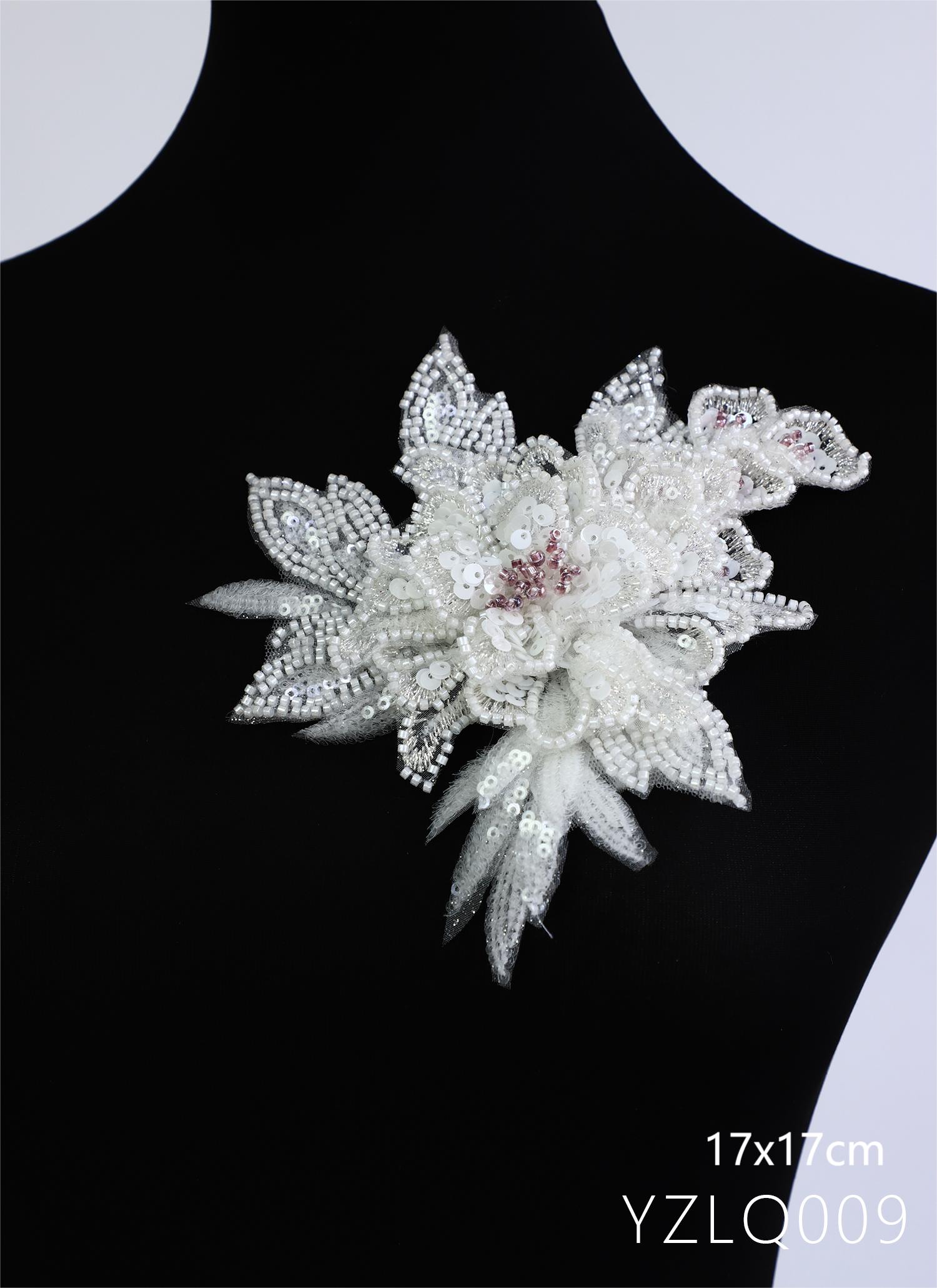 Yanzi Handmade 3d Flower Sequin Beads Applique(YZLQ009)