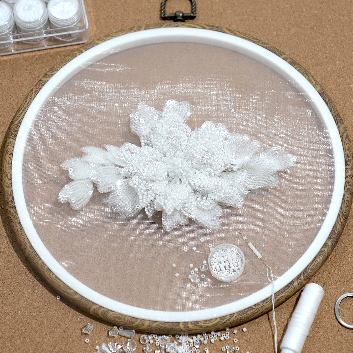 Yanzi Handmade 3d Flower Sequin Beads Applique(YZLQ011)
