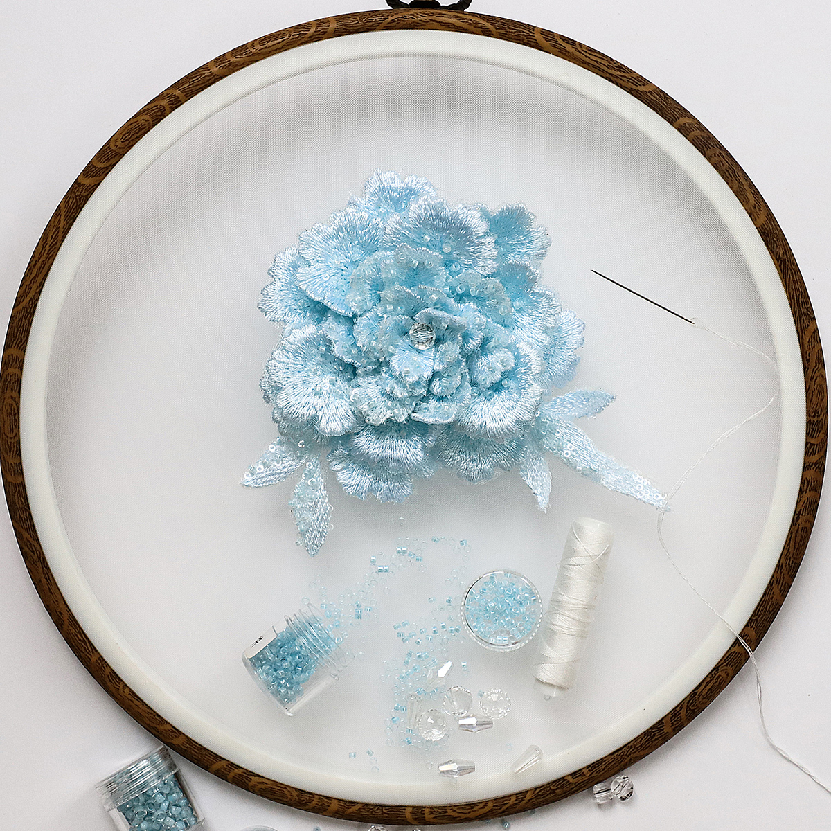 Yanzi Handmade 3d Flower Sequin Beads Applique(YZLQ025)